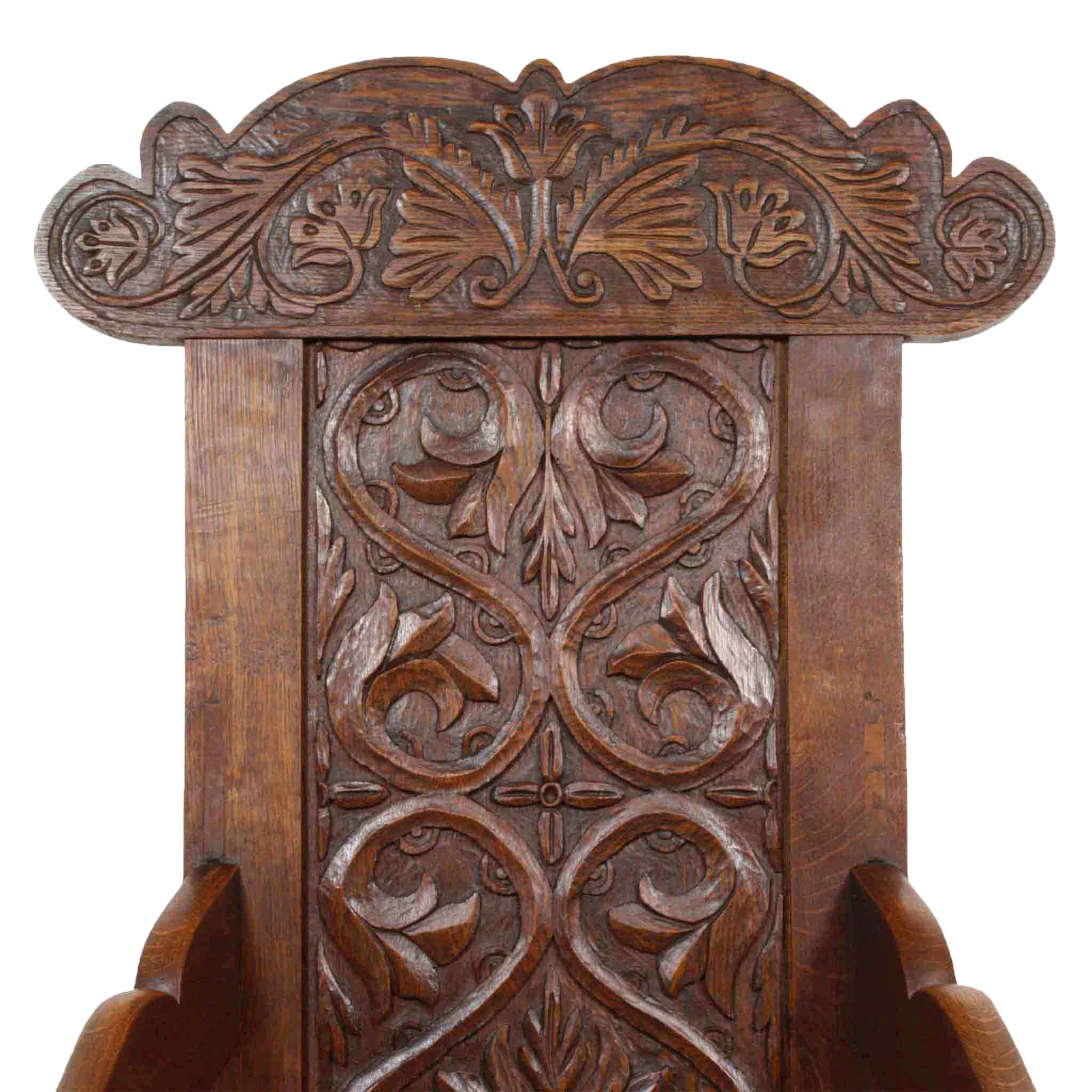Welsh Carved Oak Arm Chair