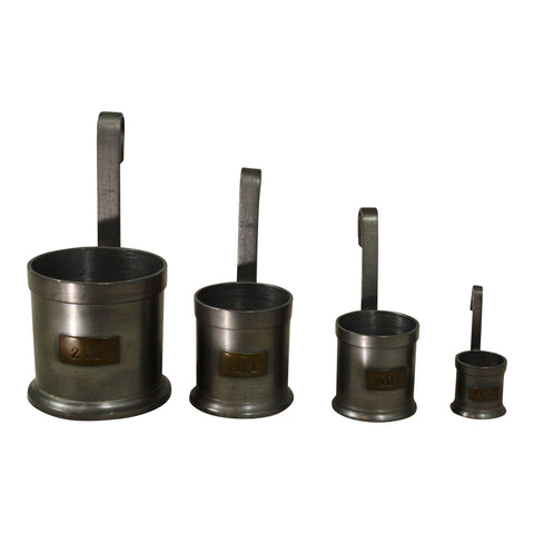 Pewter measuring cups set of four