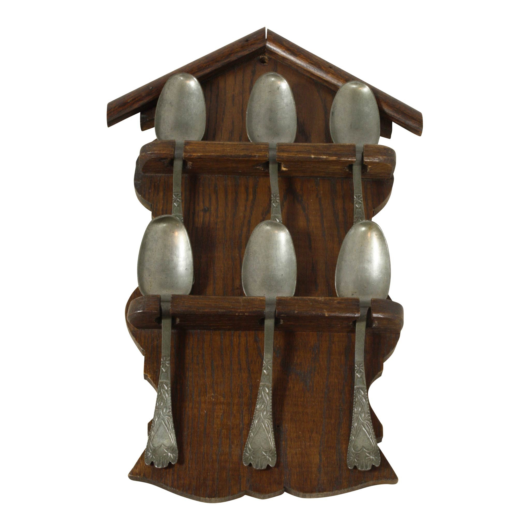 Wooden Spoon Rack with Six Spoons
