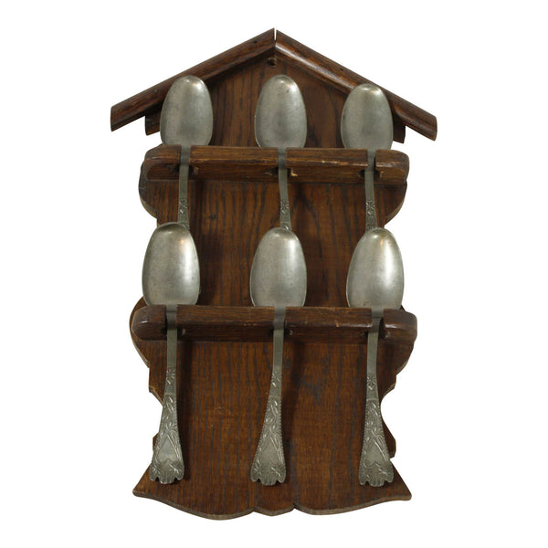 Wooden Spoon Rack with Six Spoons - Ski Country Antiques & Home