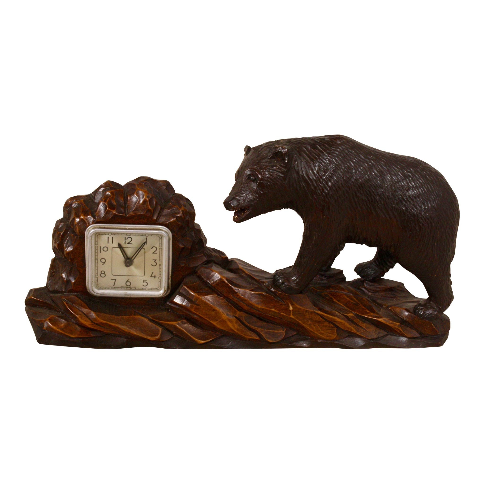 Carved Bear w/ Art Deco clock