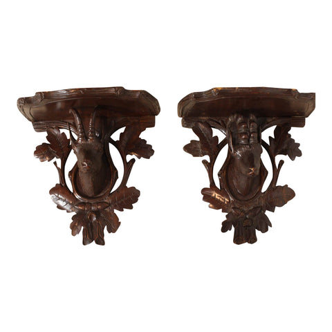 Carved Goat Shelves set of 2