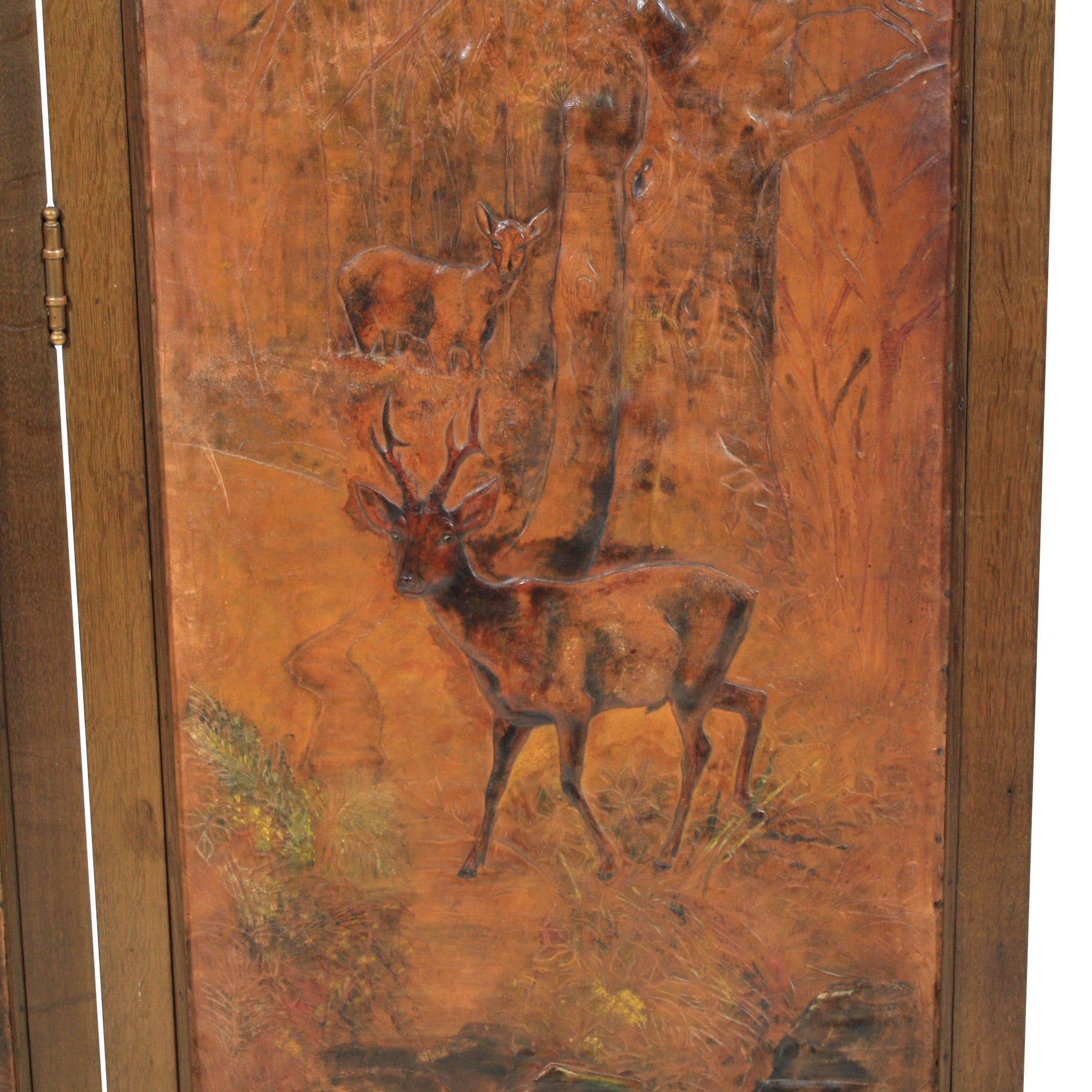 ski-country-antiques - Pressed Leather and Copper Screen