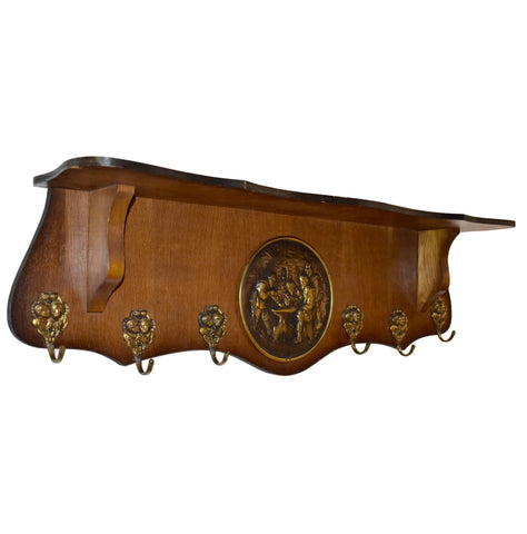 Oak Wall Mounted Coat Rack with Shelf