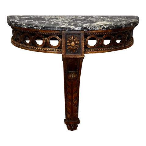 Crescent Demilune Wall Table with Marble Top