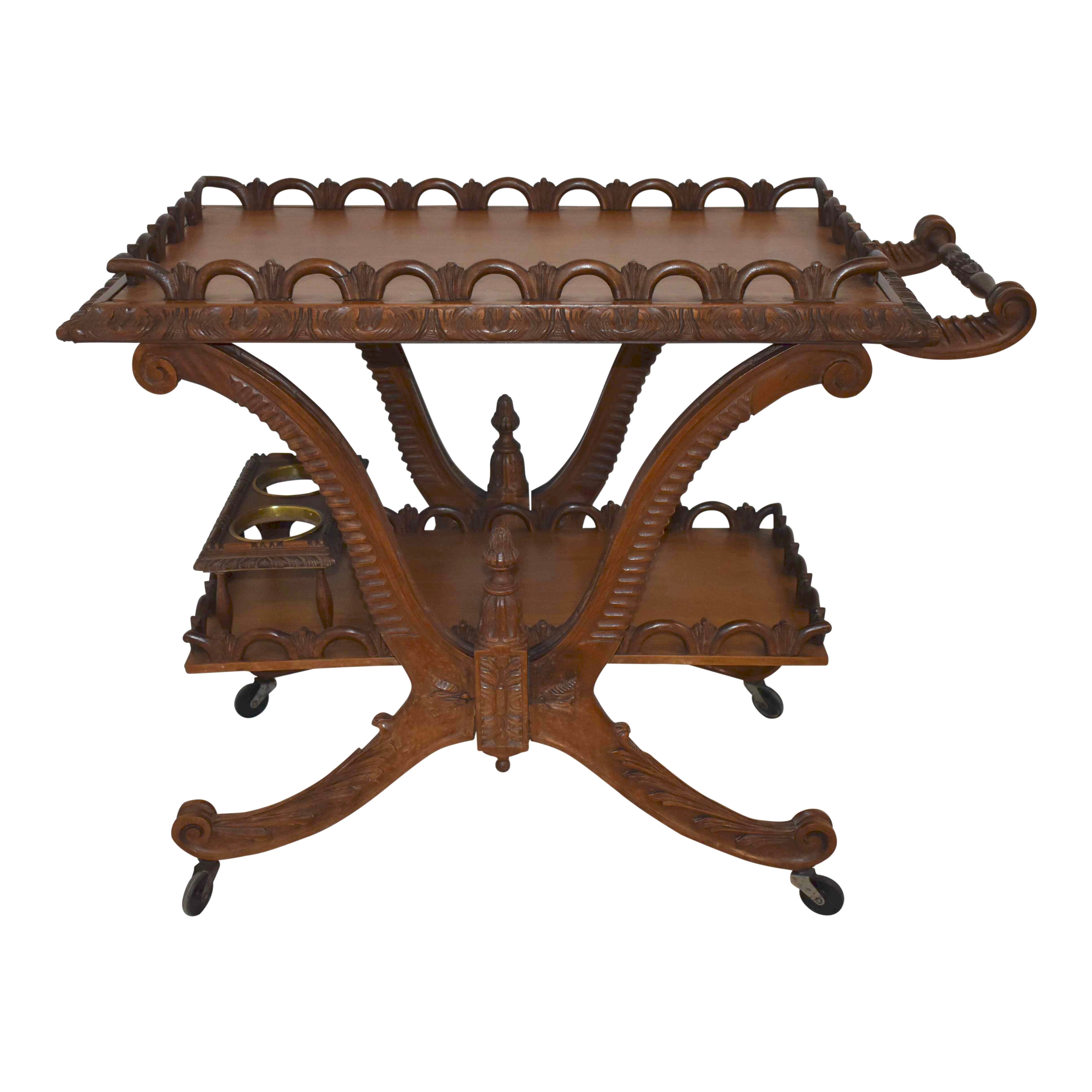 Carved Serving Trolley Cart