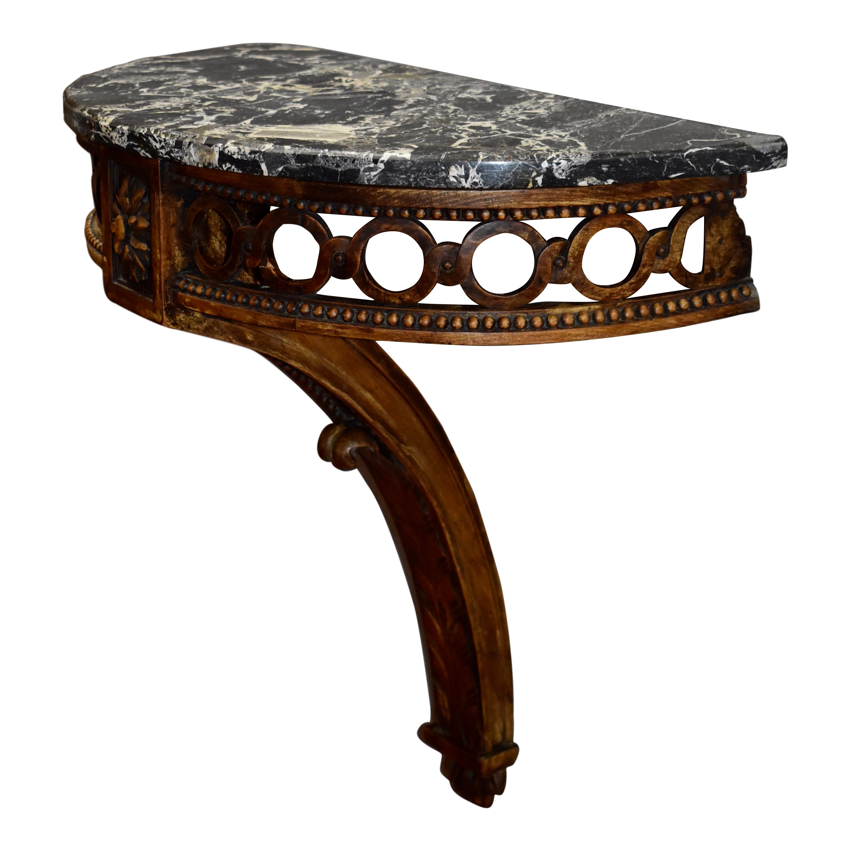 Crescent Demilune Wall Table with Marble Top