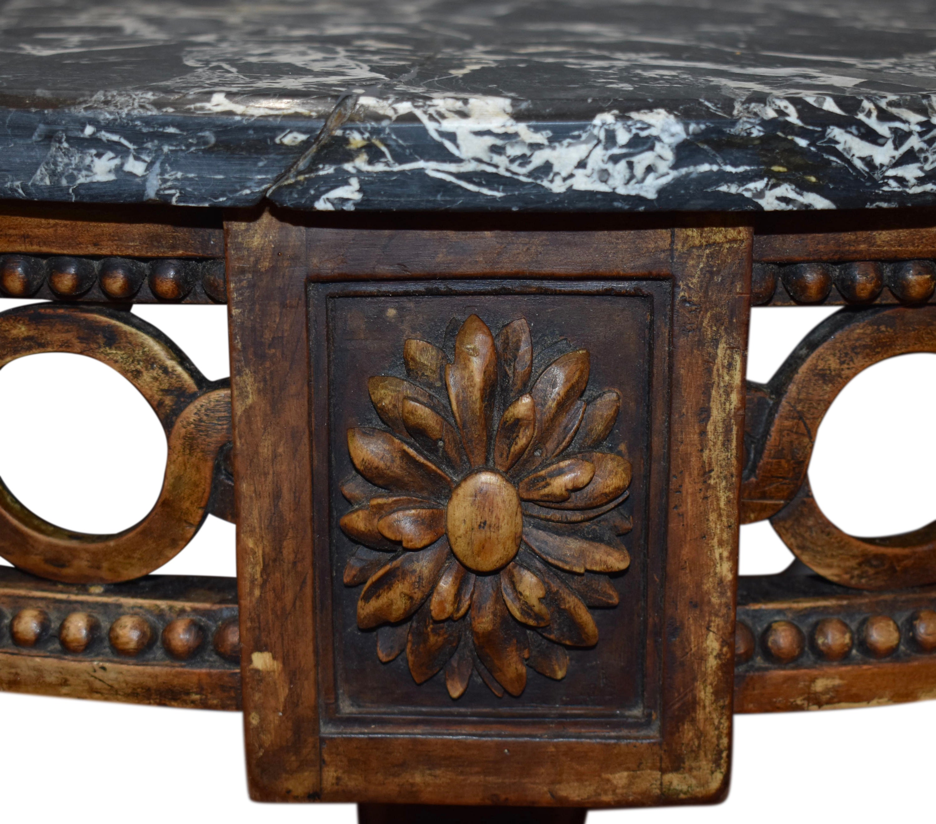 Crescent Demilune Wall Table with Marble Top