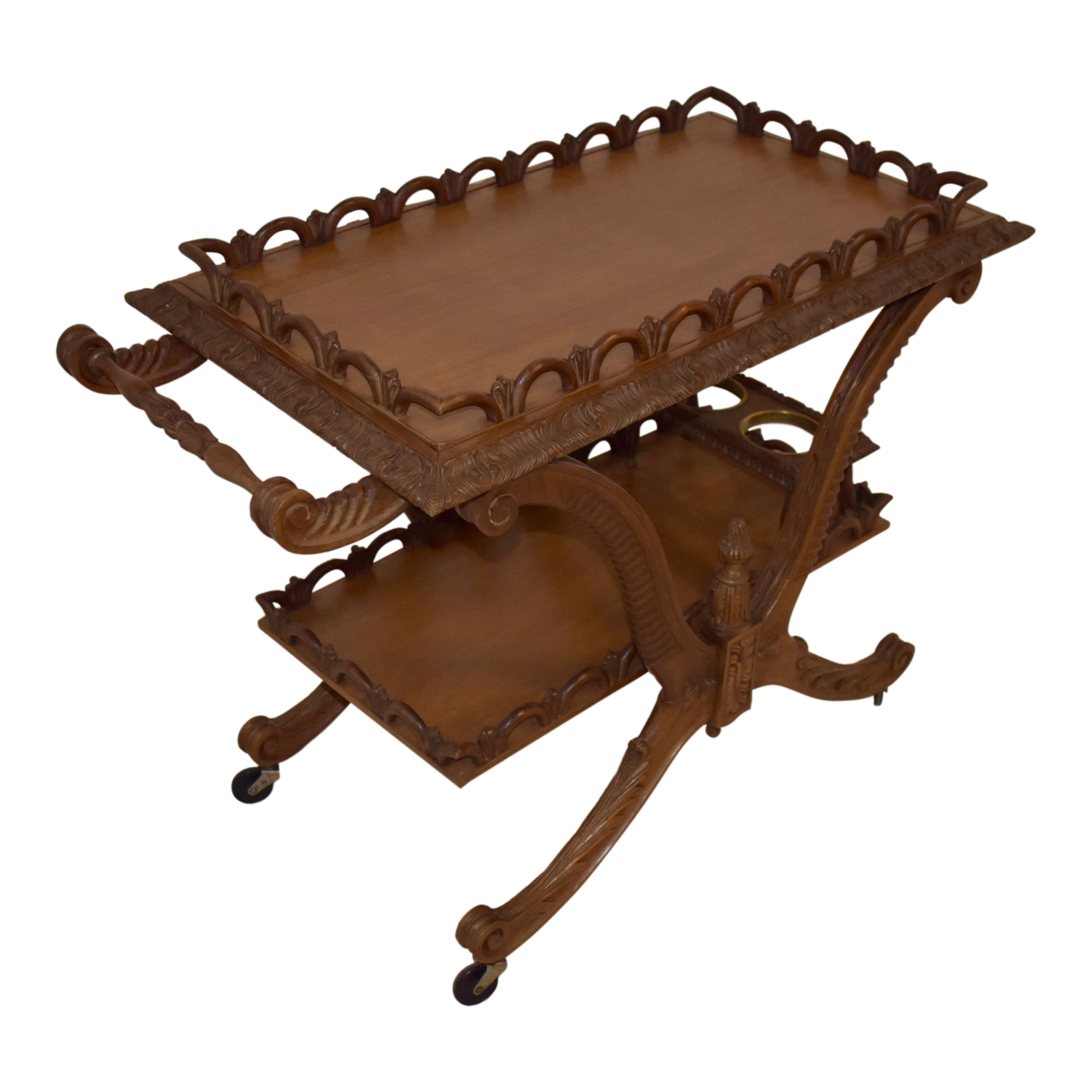 Carved Serving Trolley Cart
