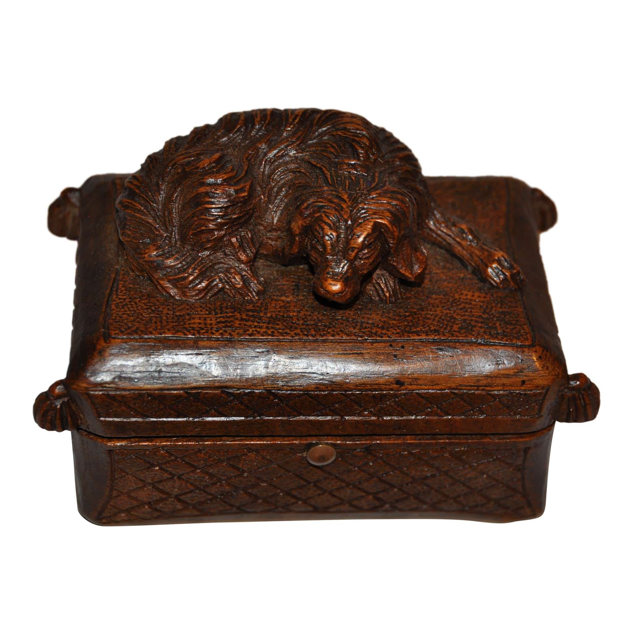 Carved Box with Dog