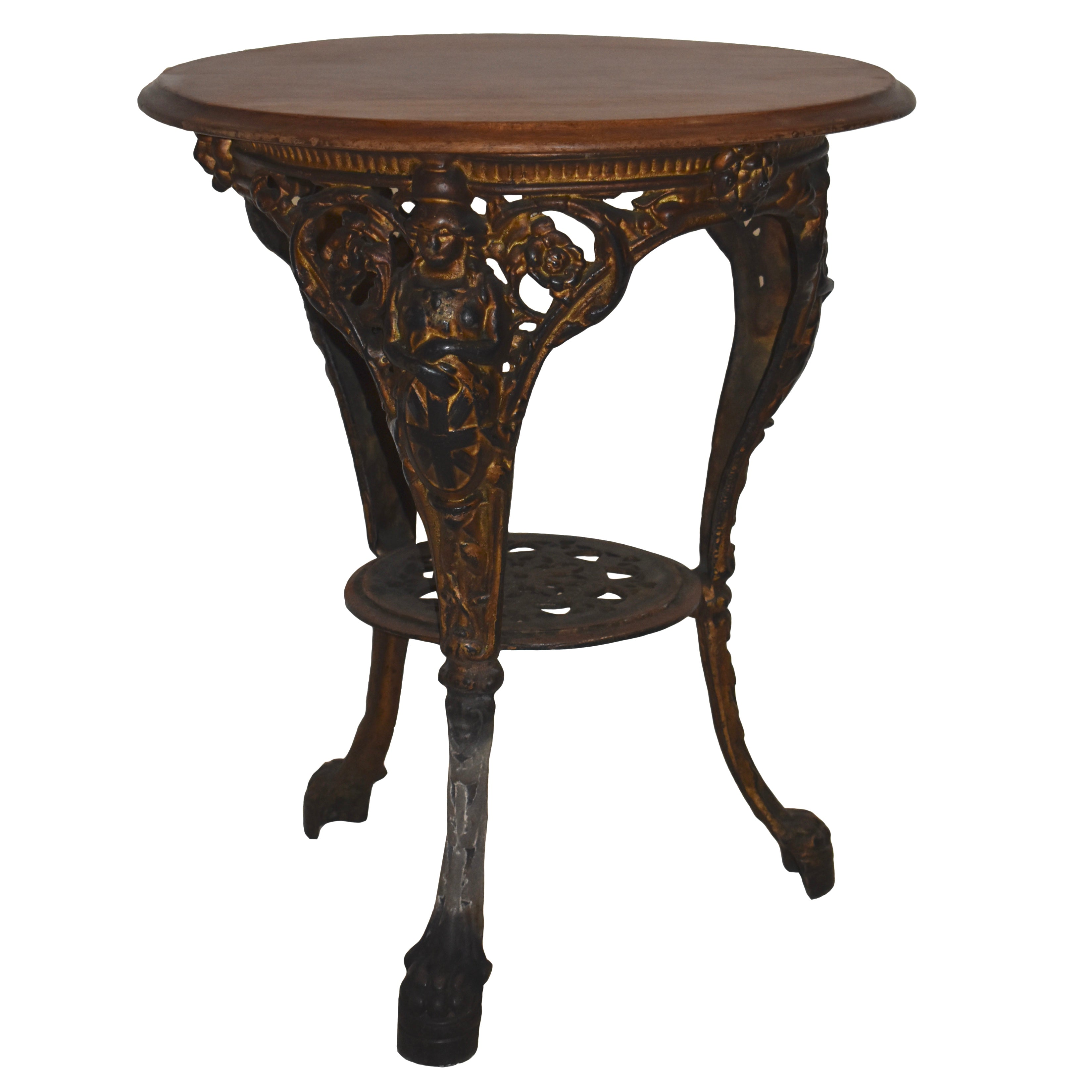 English Side Table with Iron Base