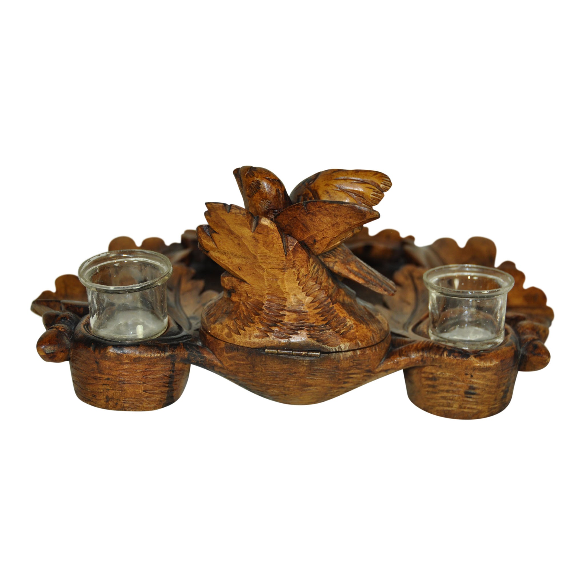 Carved Desk Set with Double Inkwells