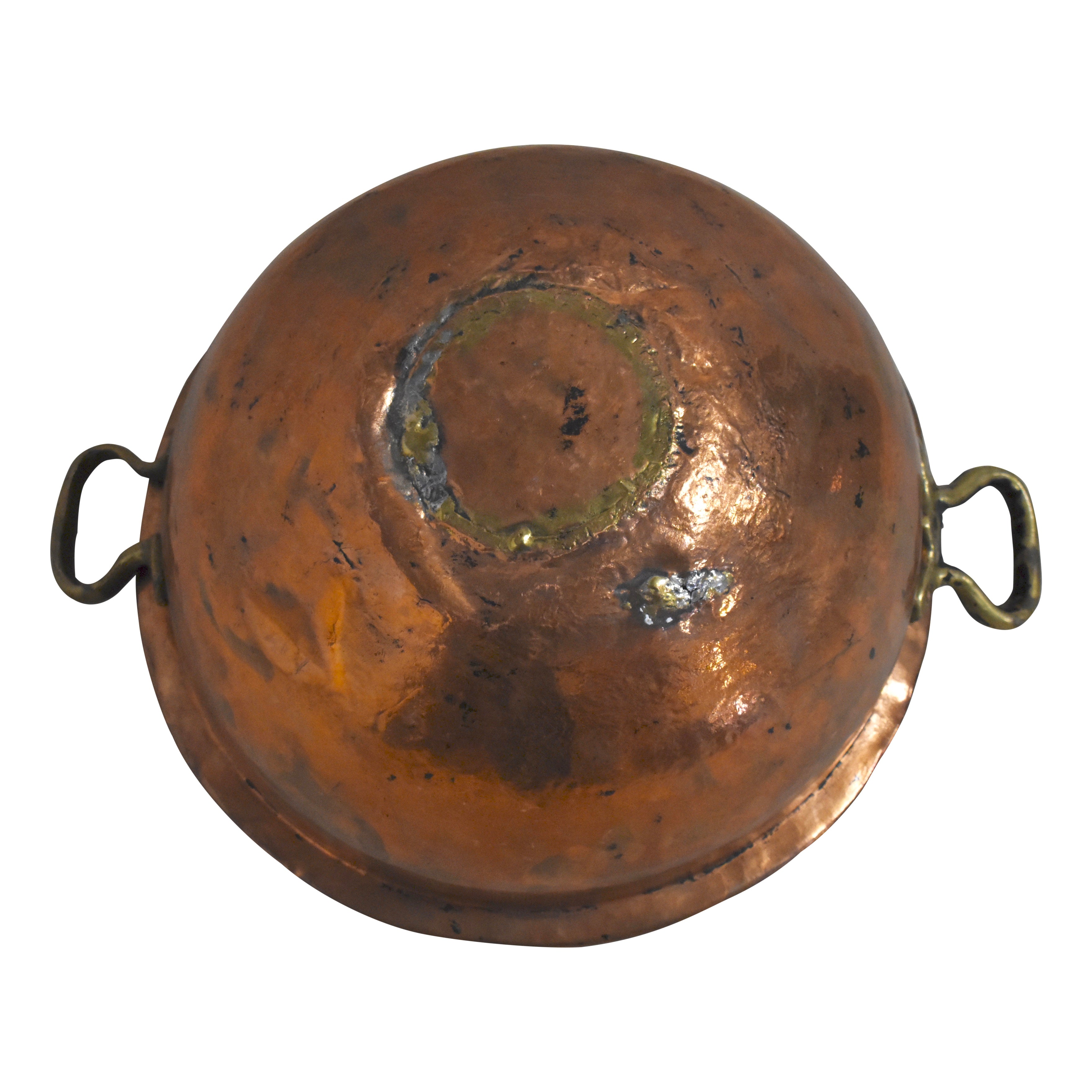 Copper Bowl with Brass Handles