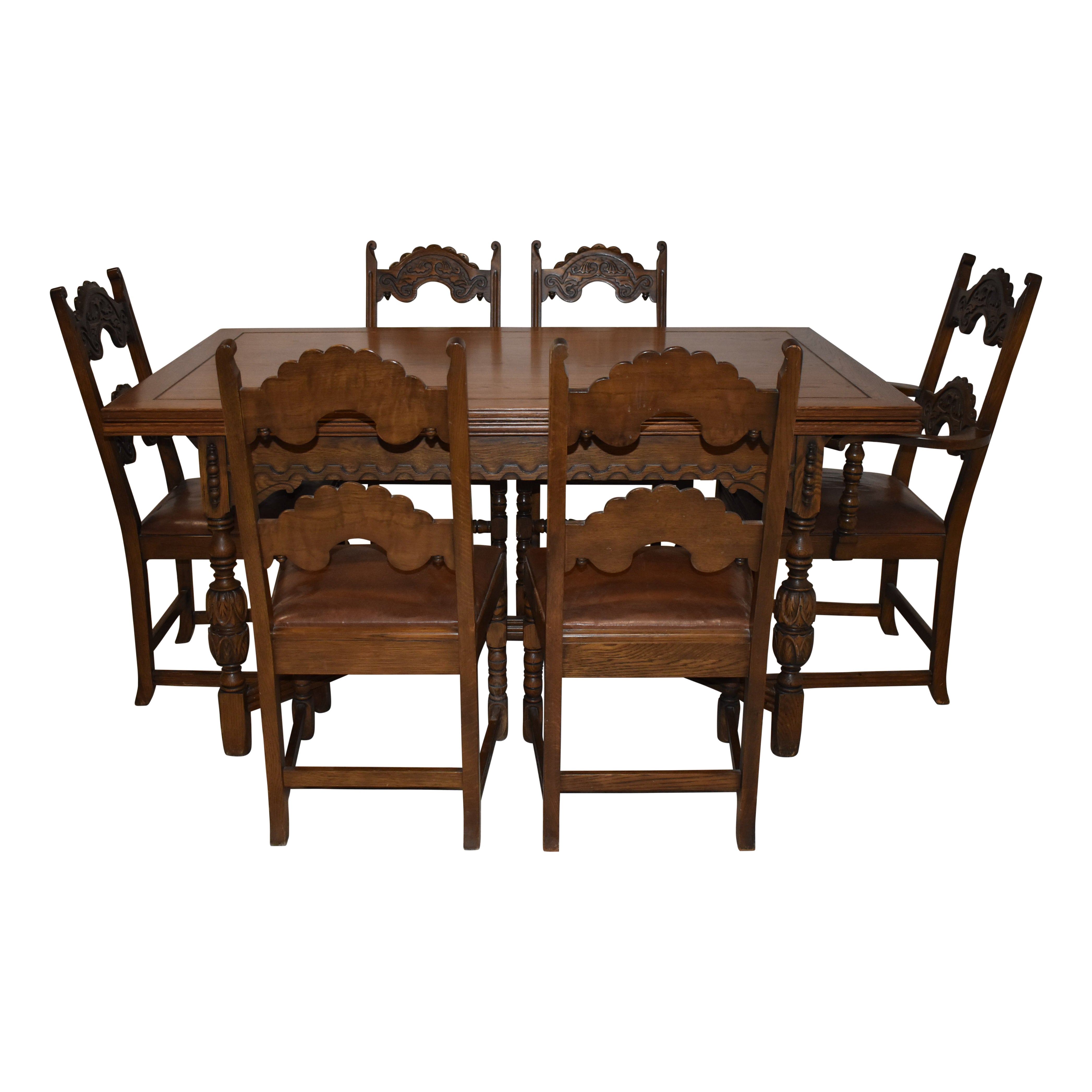 Oak Dining Table and Six Chairs