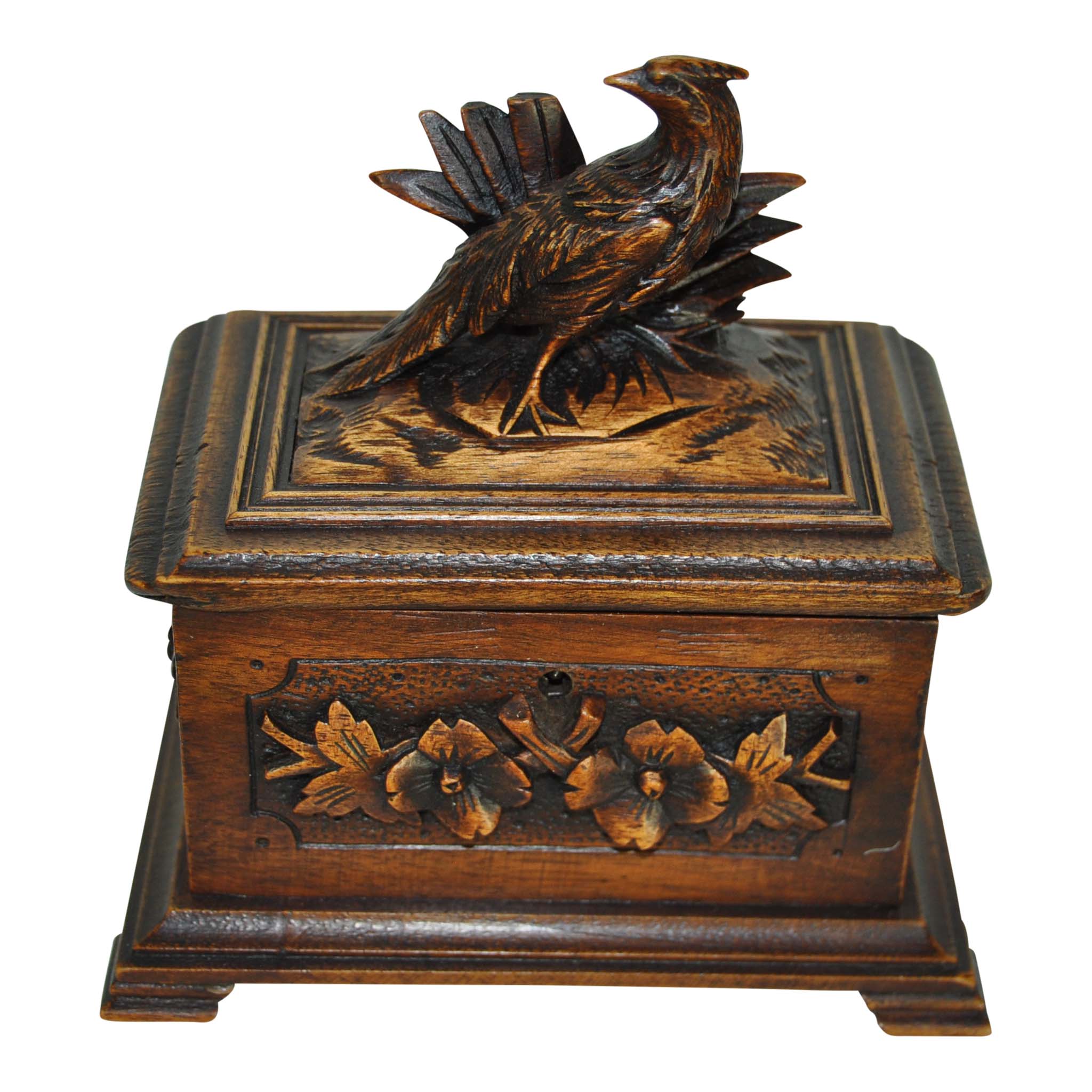 Carved Jewelry Box with Pheasant