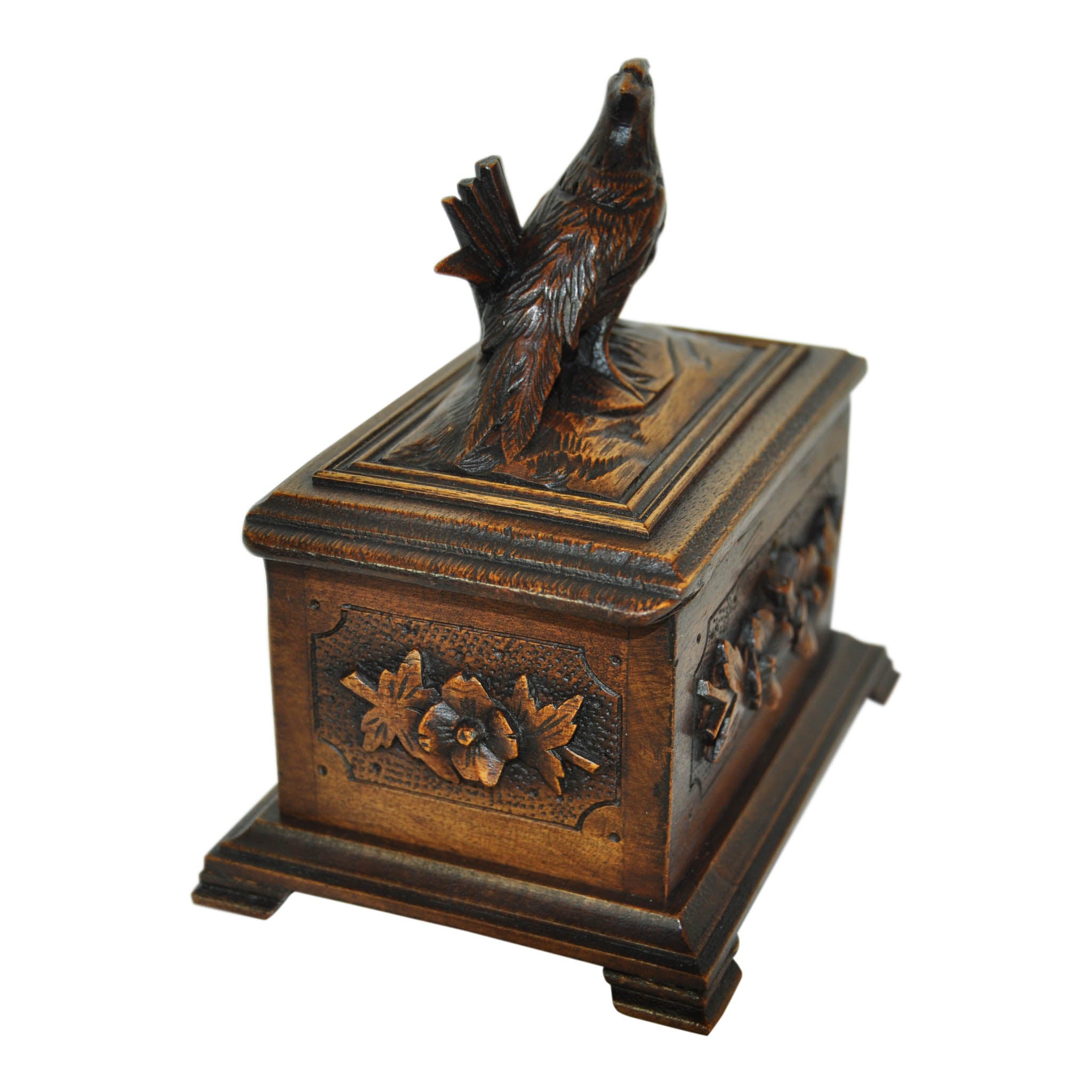 Carved Jewelry Box with Pheasant