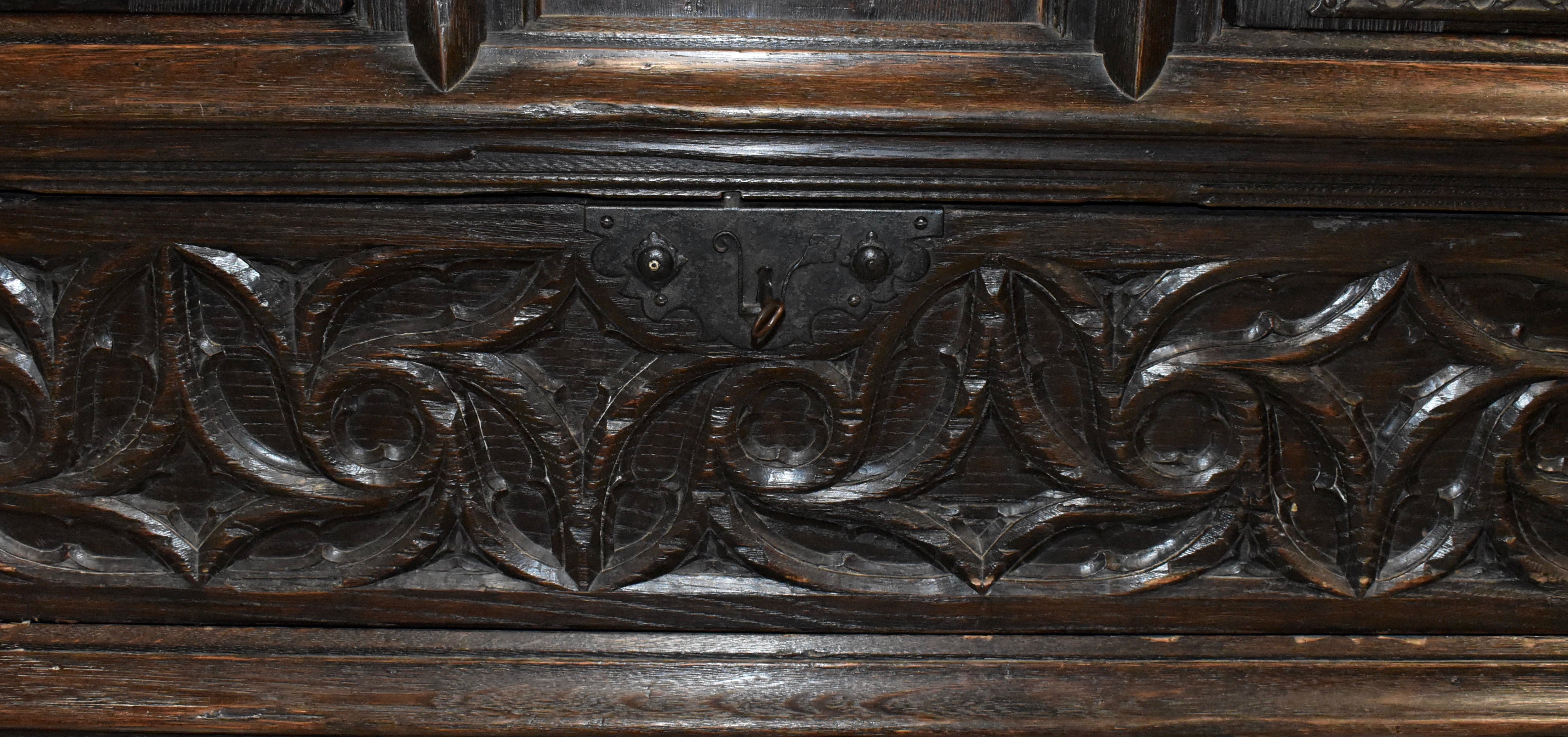 Hand-Carved Oak Gothic Cabinet