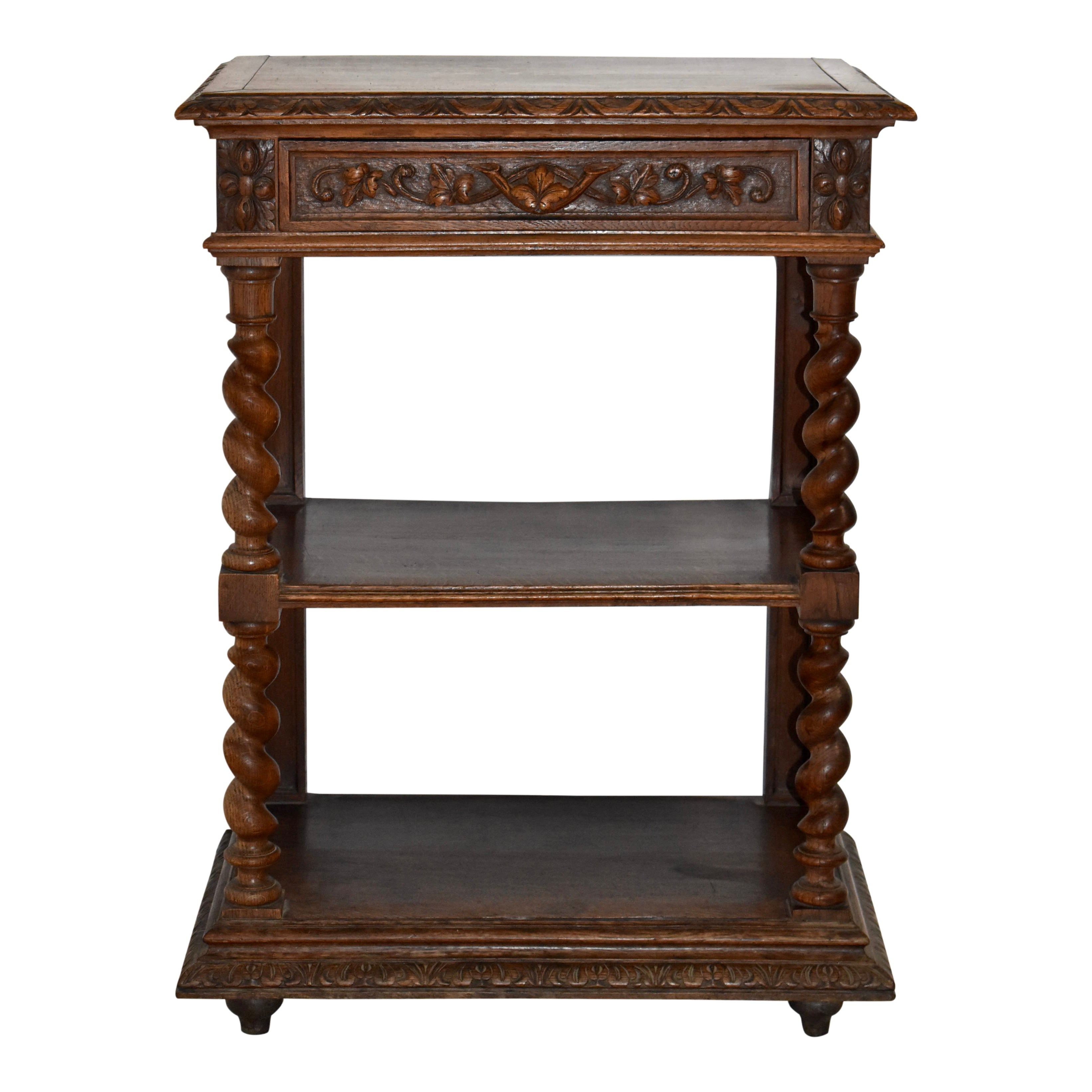 Carved Oak Tiered Table