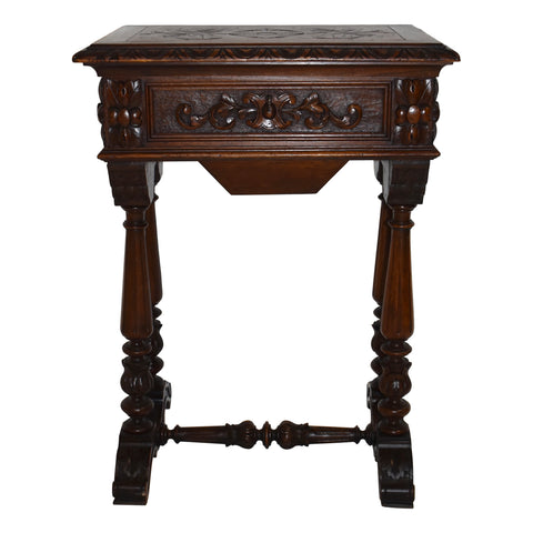 Carved Oak Sewing Table