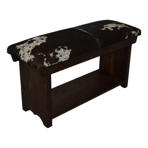 Cowhide Bench with Shelf