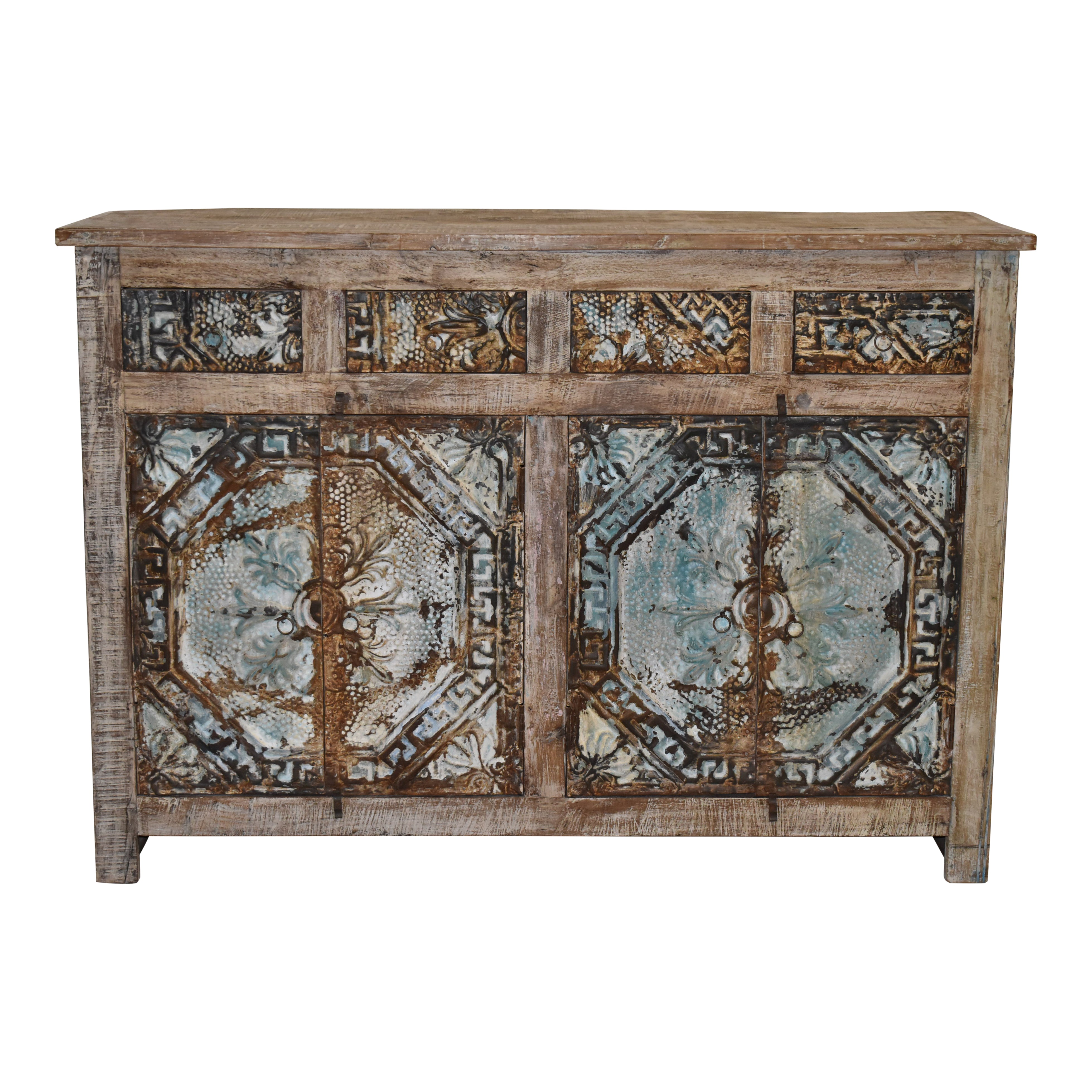 Four Door Cabinet with Tin Accents