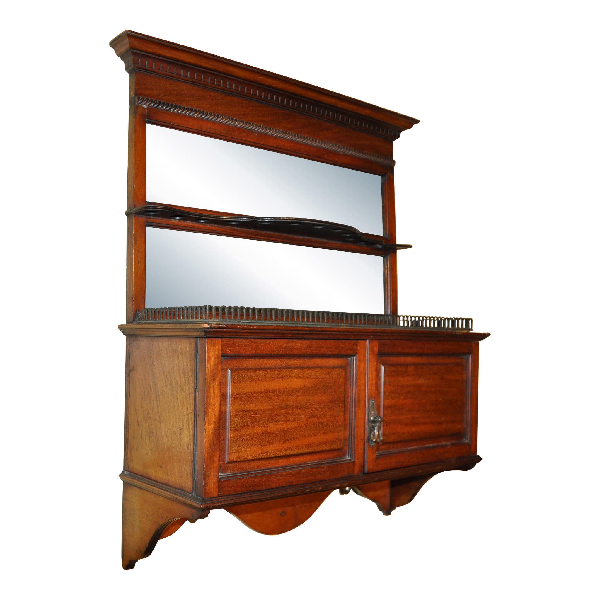 Tobacco Wall Cabinet with Pipe Rack and Mirrors