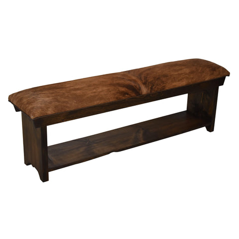 Cowhide Bench with Shelf