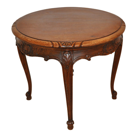 Round Louis XV Oak Side Table