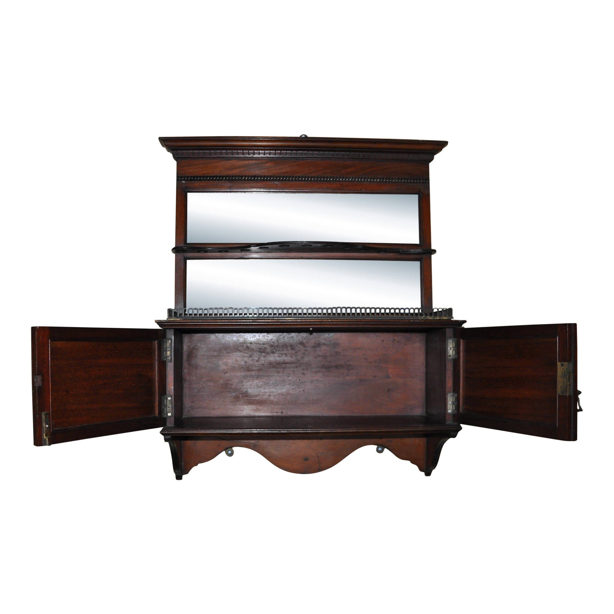 Tobacco Wall Cabinet with Pipe Rack and Mirrors