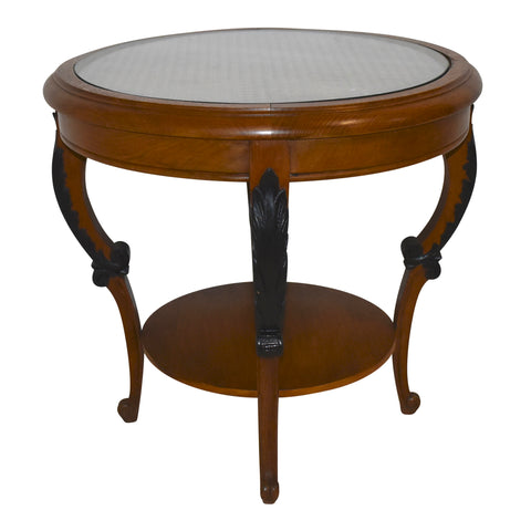 Round Side Table with Cane Top