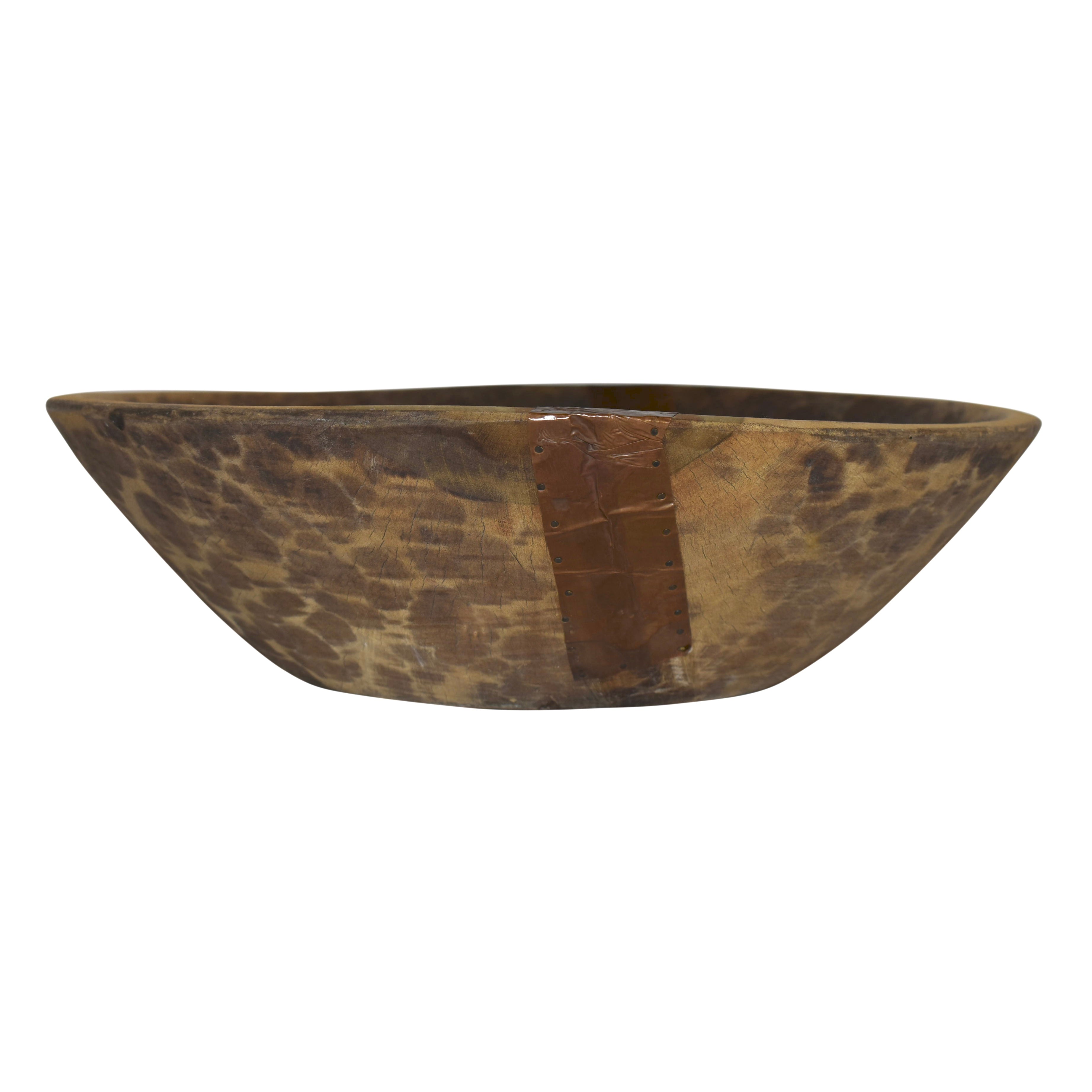 Wooden Bowl with Copper Patches