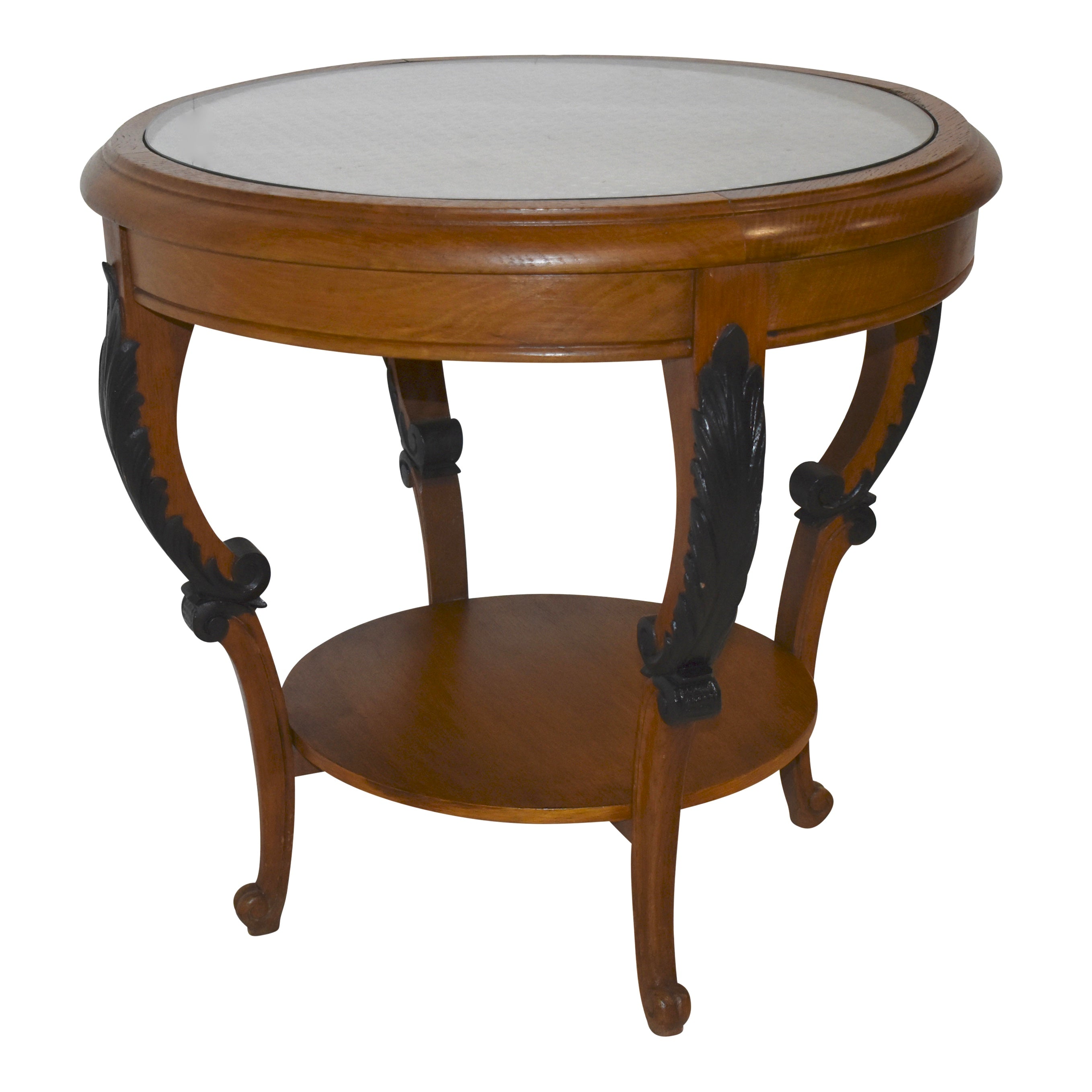 Round Side Table with Cane Top