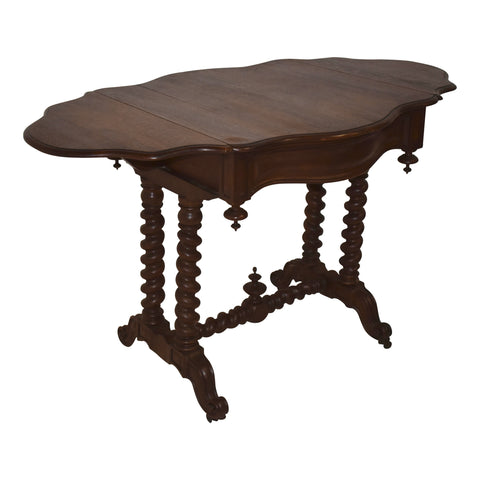 Oak Drop-Leaf Pembroke Table with Barley Twist Legs