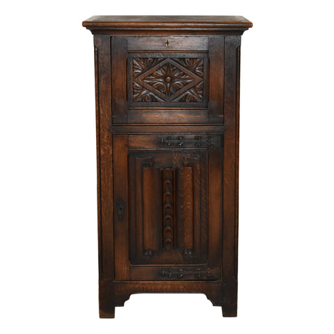 Petite Carved Oak Two Door Cabinet
