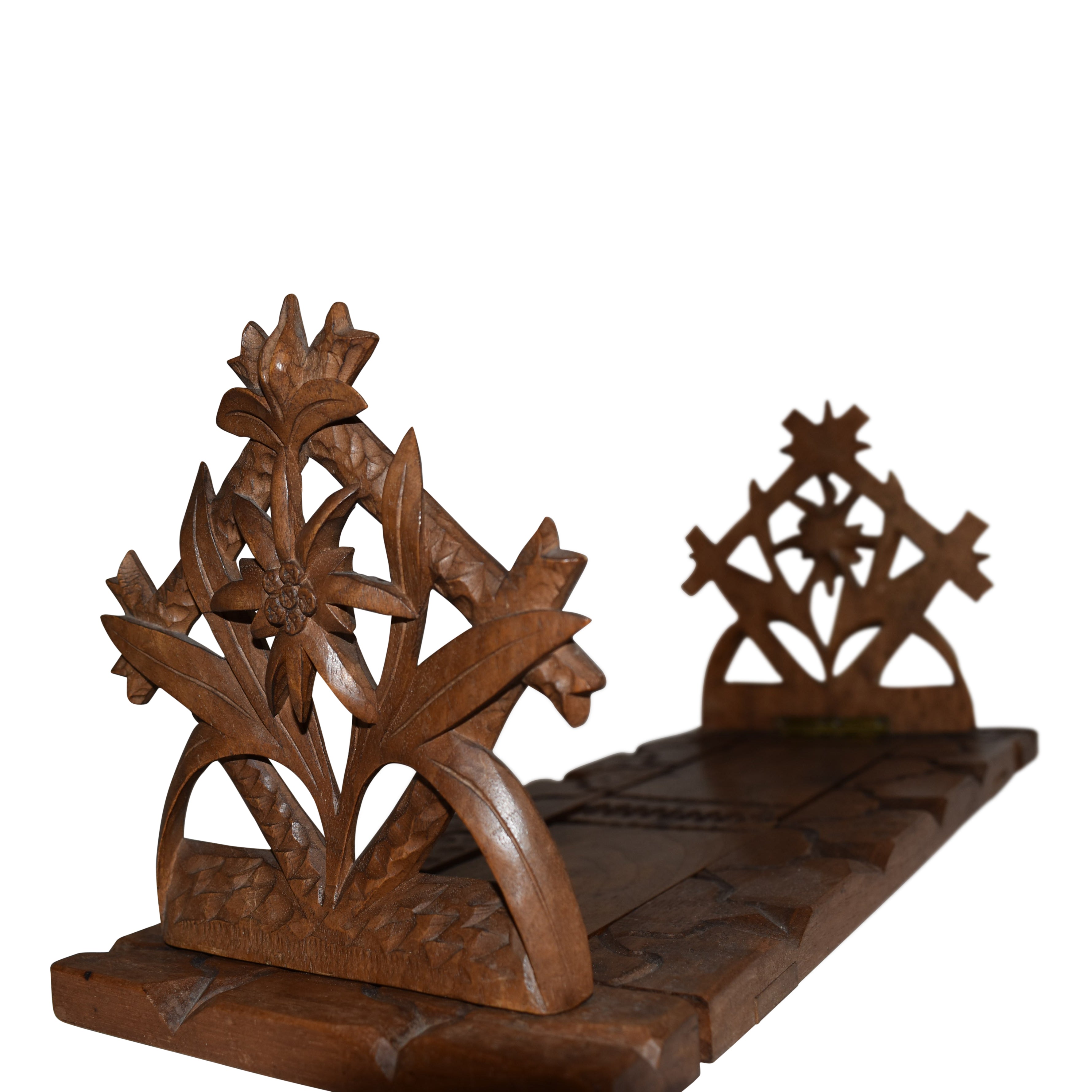 Hand Carved Edelweiss Bookends