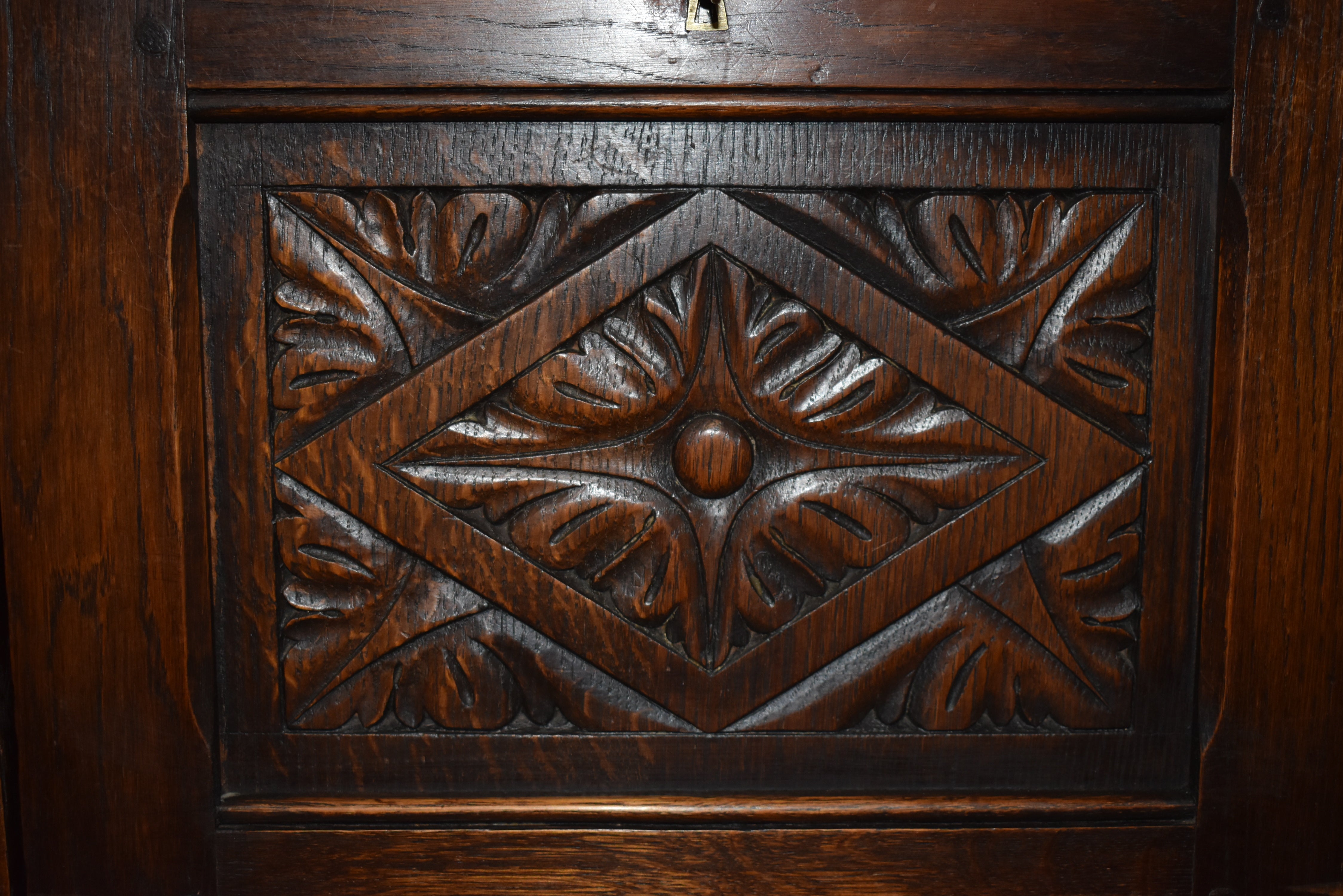 Petite Carved Oak Two Door Cabinet