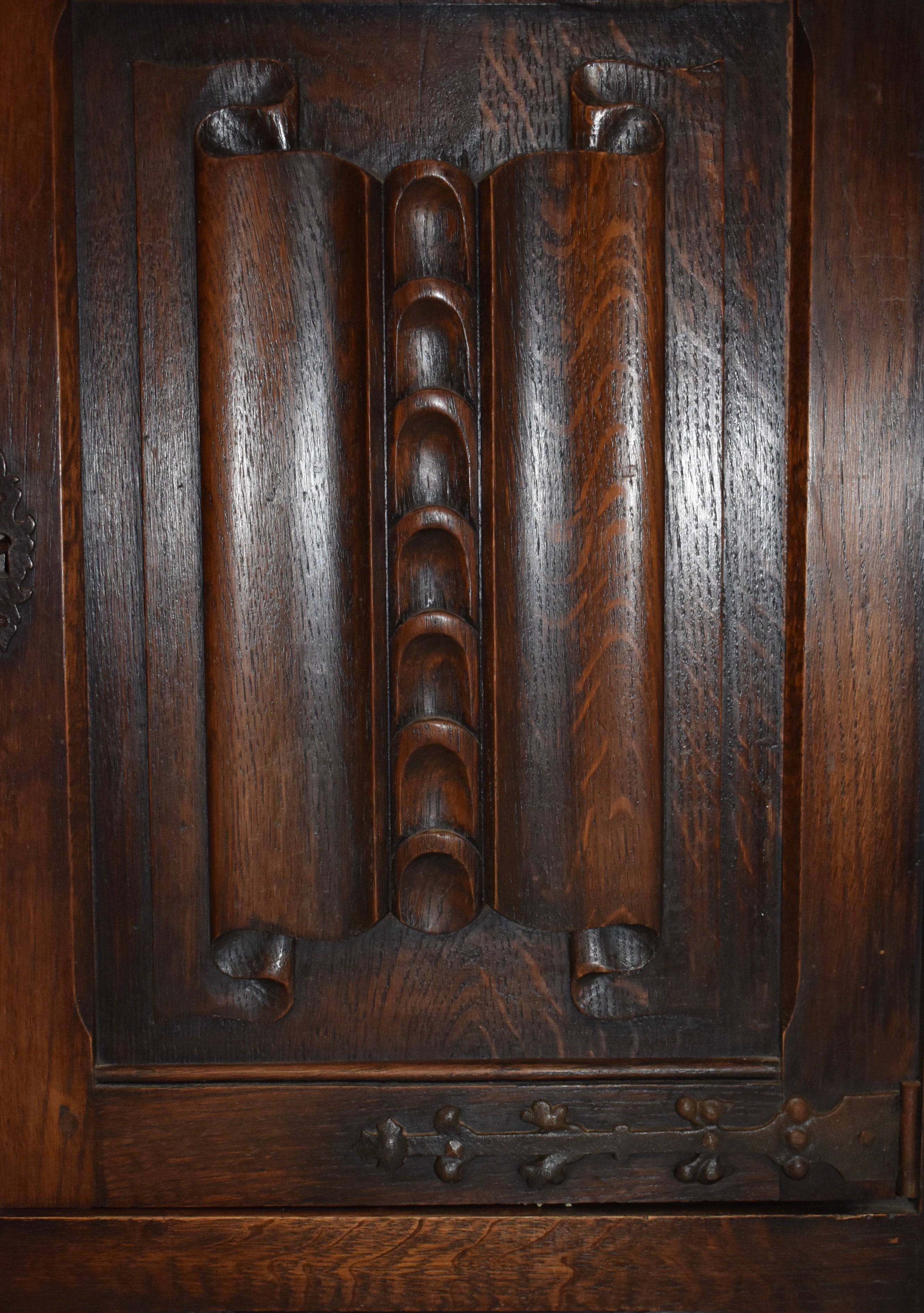 Petite Carved Oak Two Door Cabinet