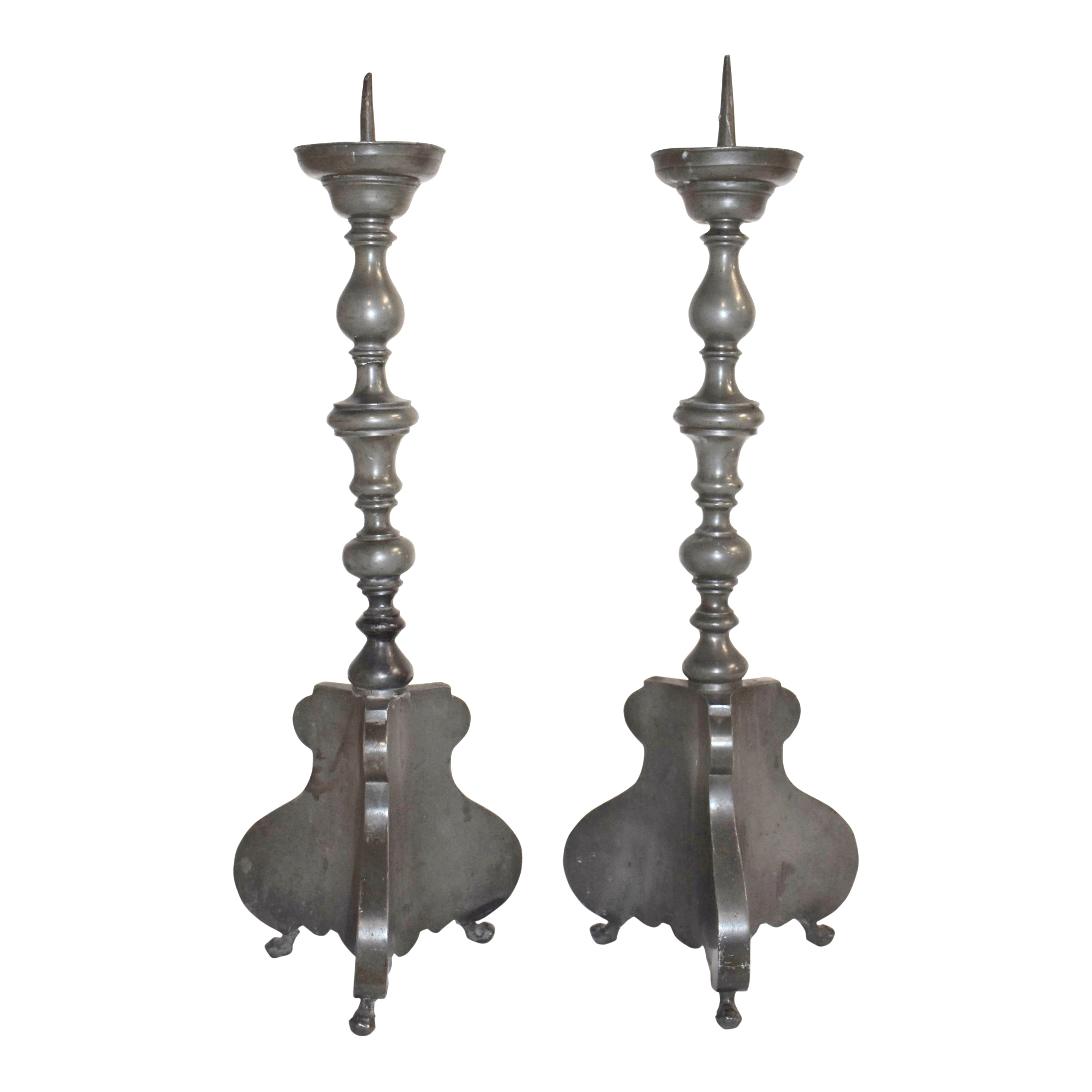 Pewter Candlesticks, Set of Two