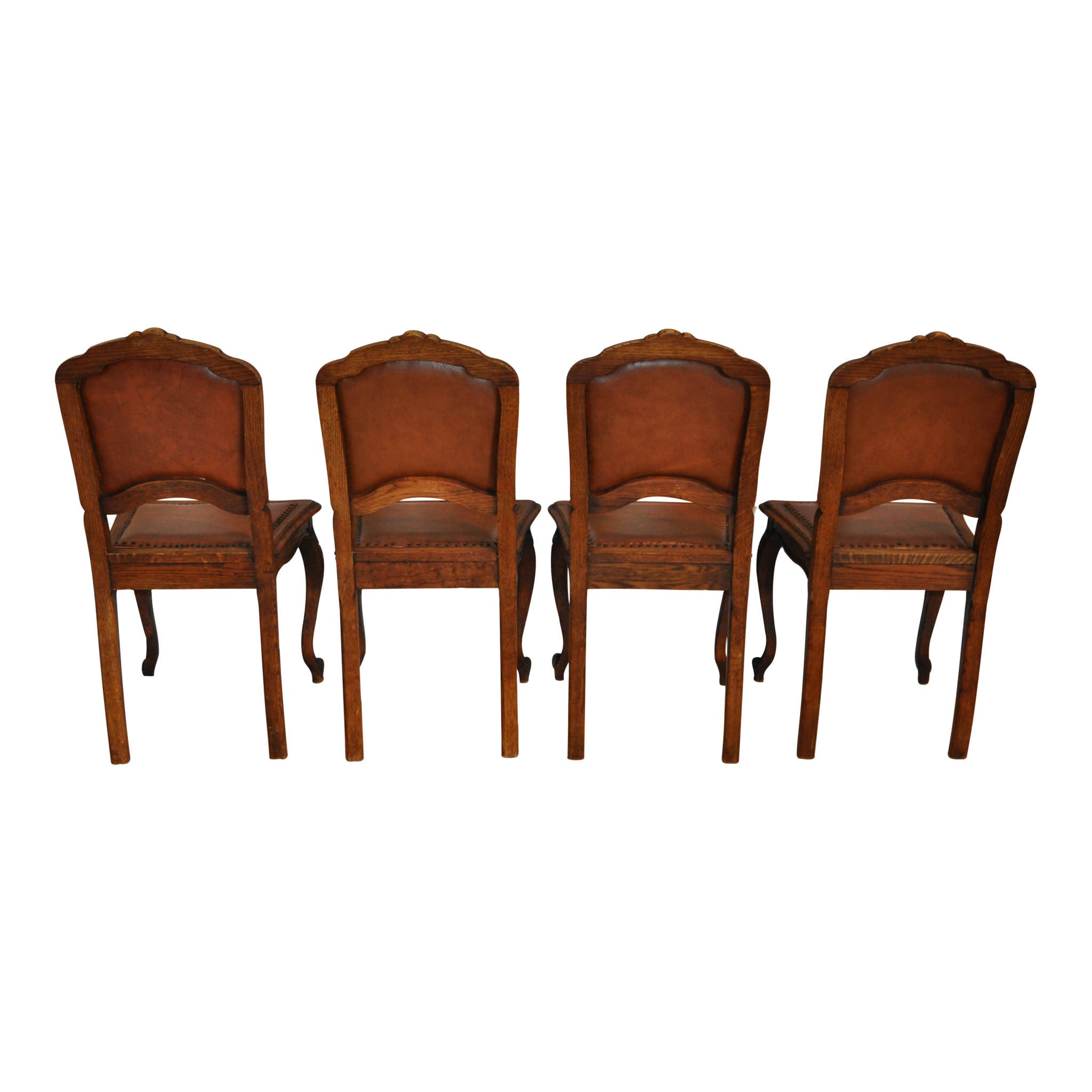 Louis XV Leather Chairs Set/4