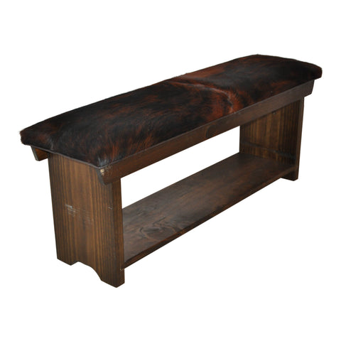 Cowhide Bench with Shelf