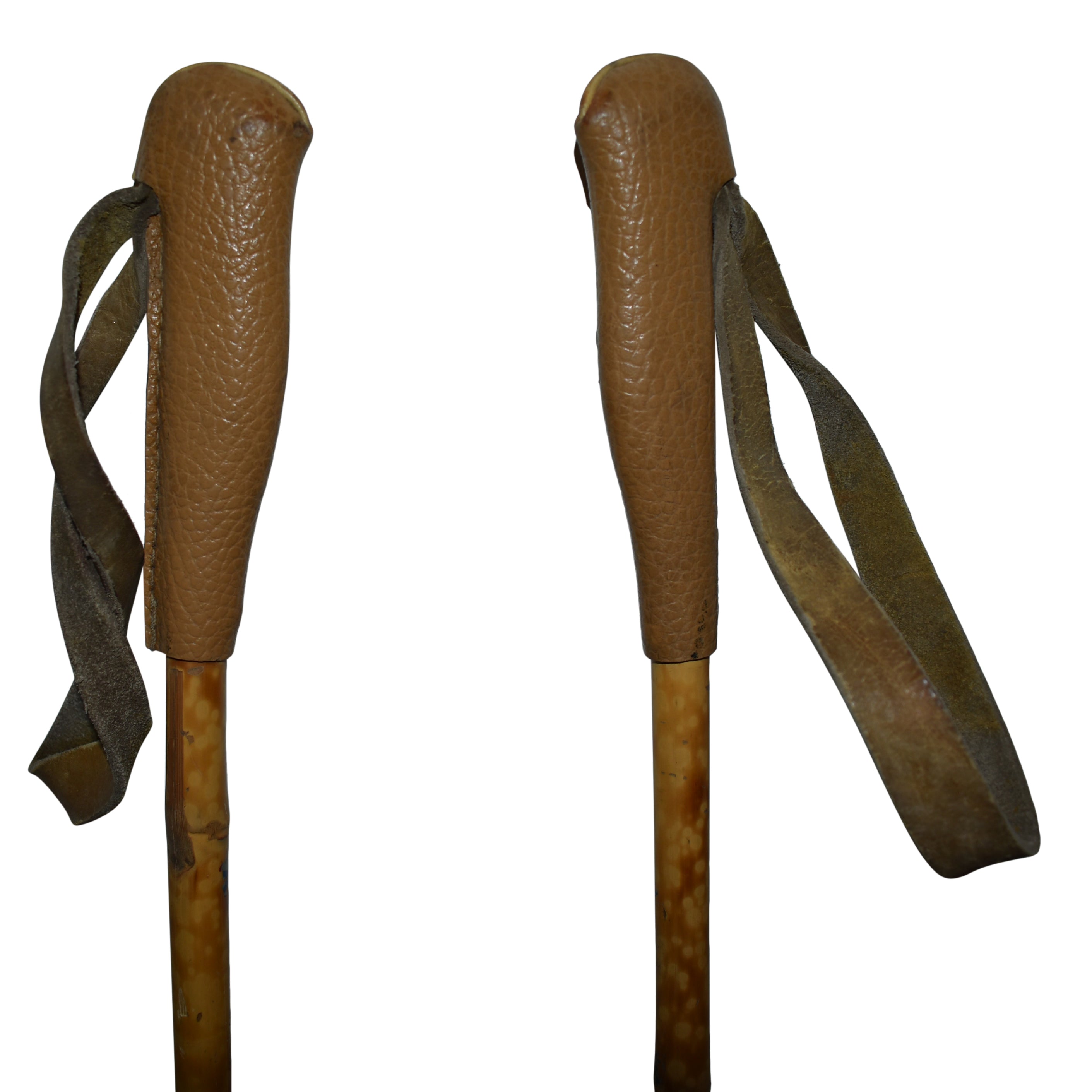 Bamboo Ski Poles with Leather Grips