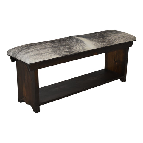Cowhide Bench with Shelf