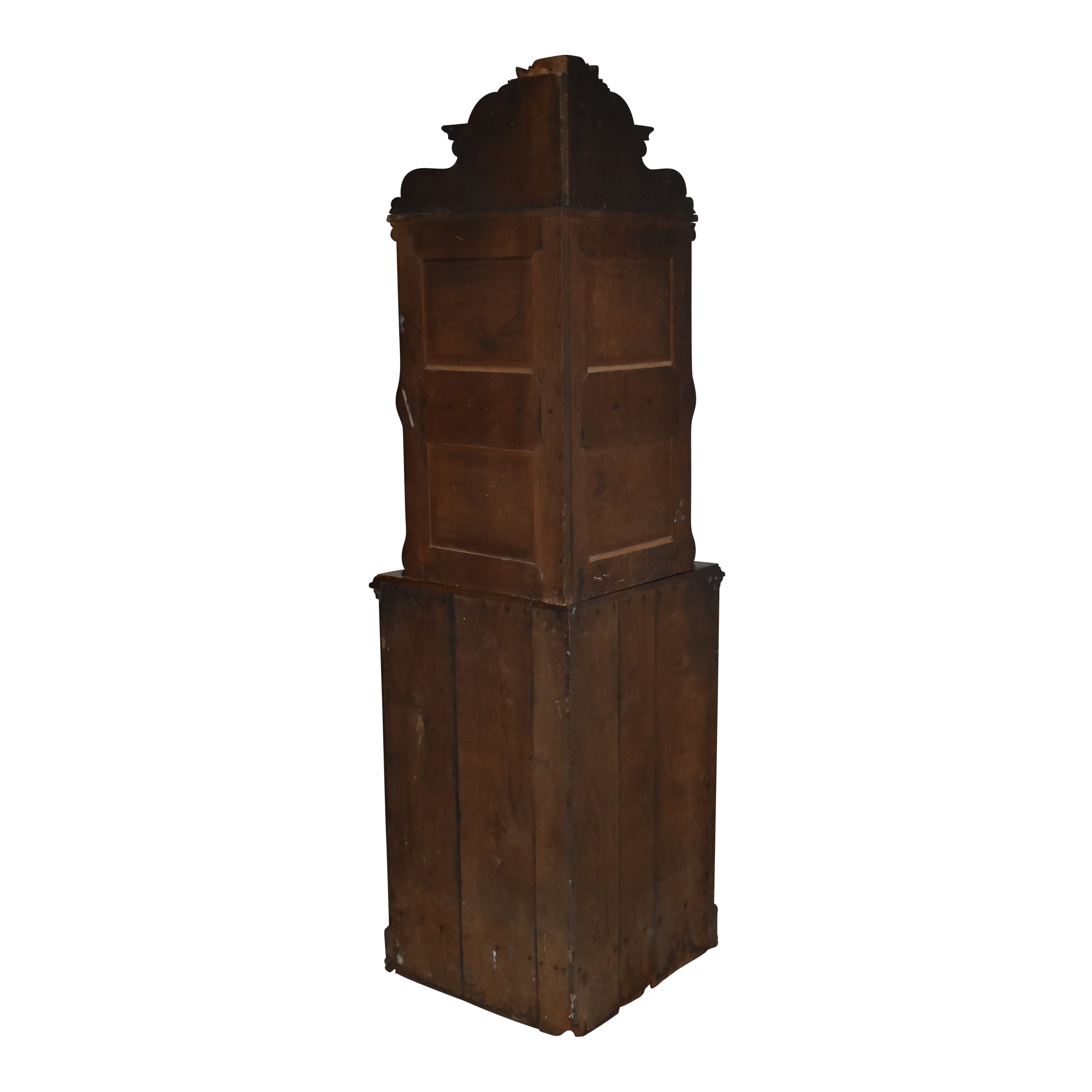 Carved Oak Bow Front Corner Cabinet with Shelving
