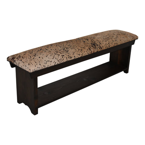 Cowhide Bench with Shelf