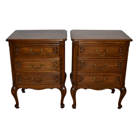 Oak Nightstands, Set of Two
