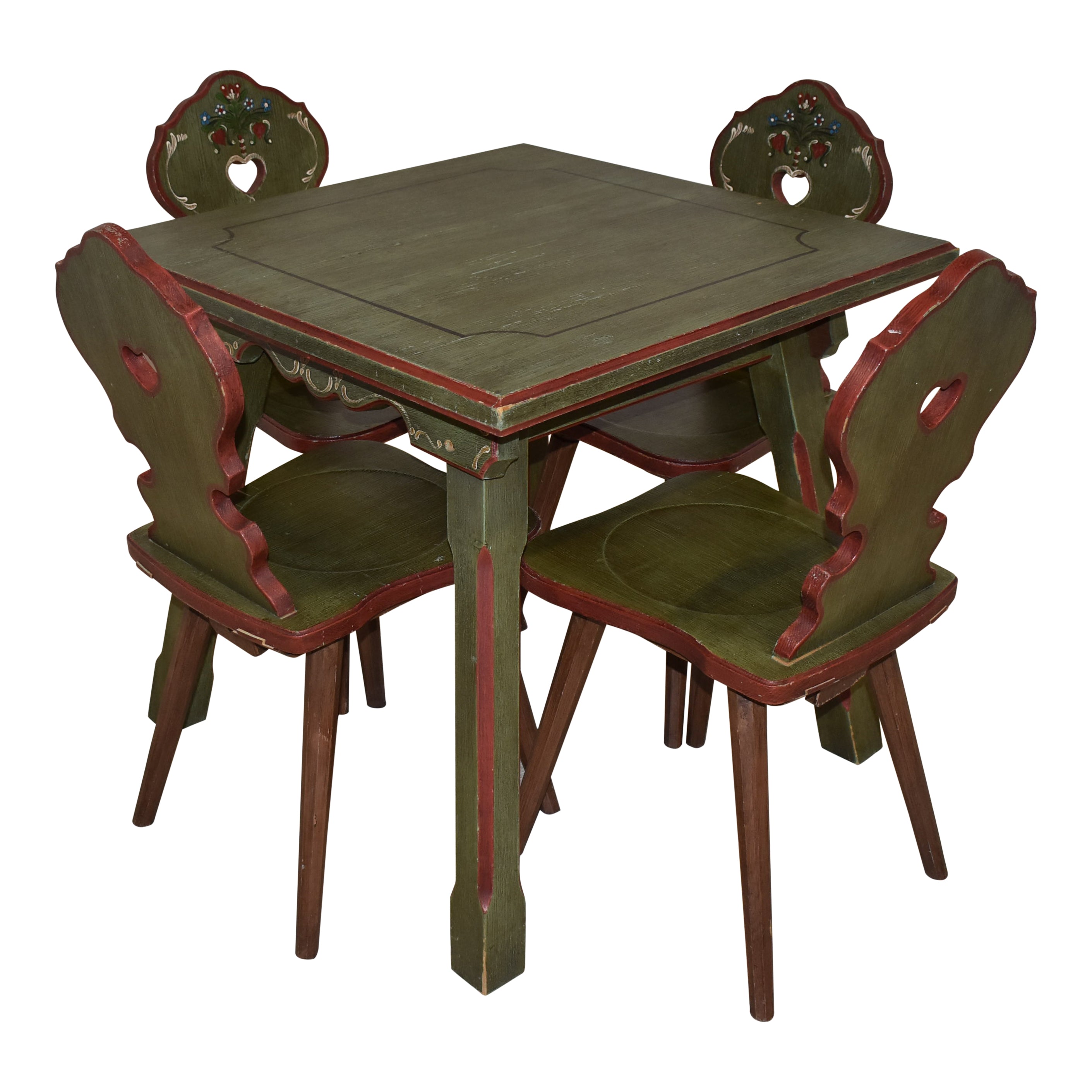 Hand-Painted Table and Chairs, Set of Five