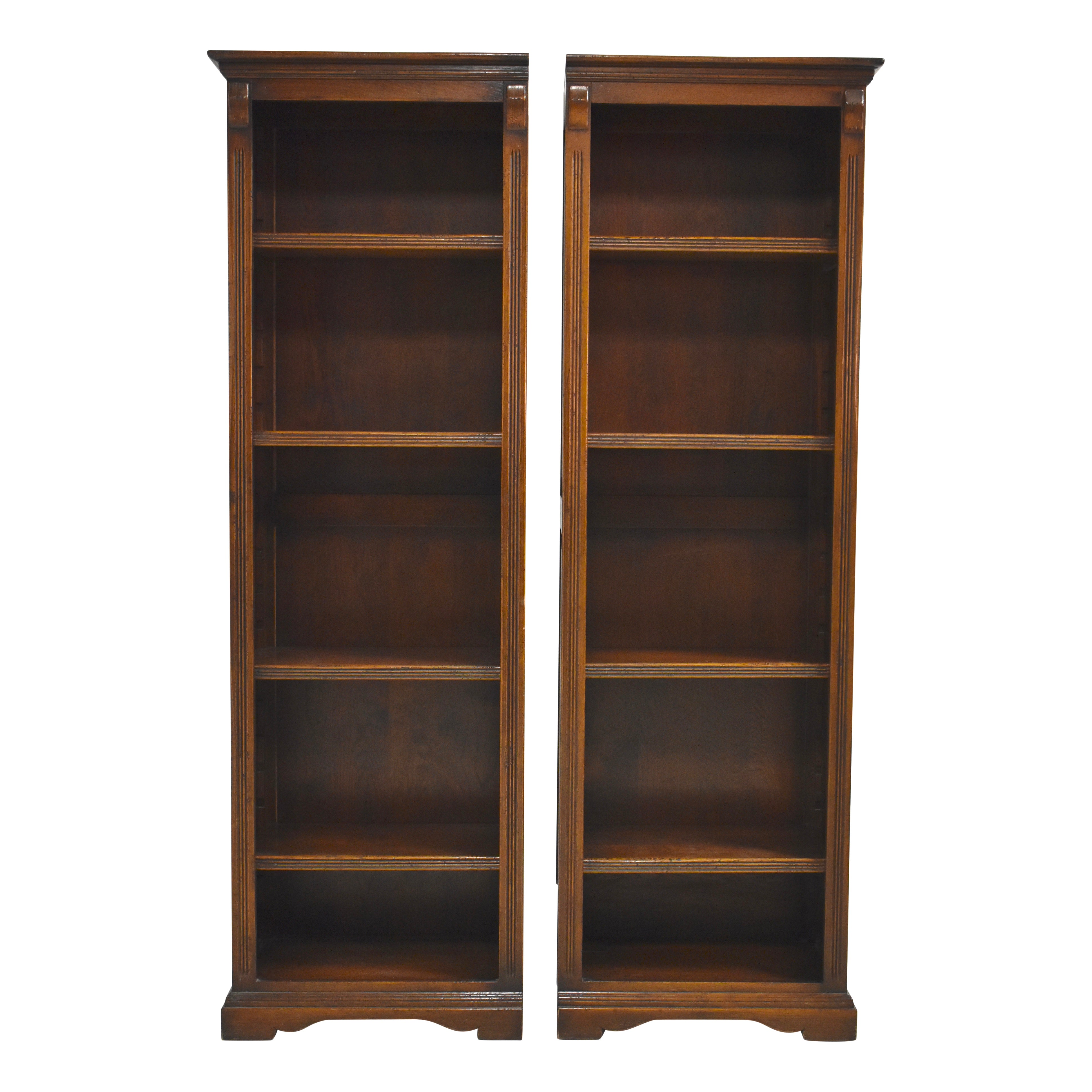 Narrow Oak Bookcases, Set of Two