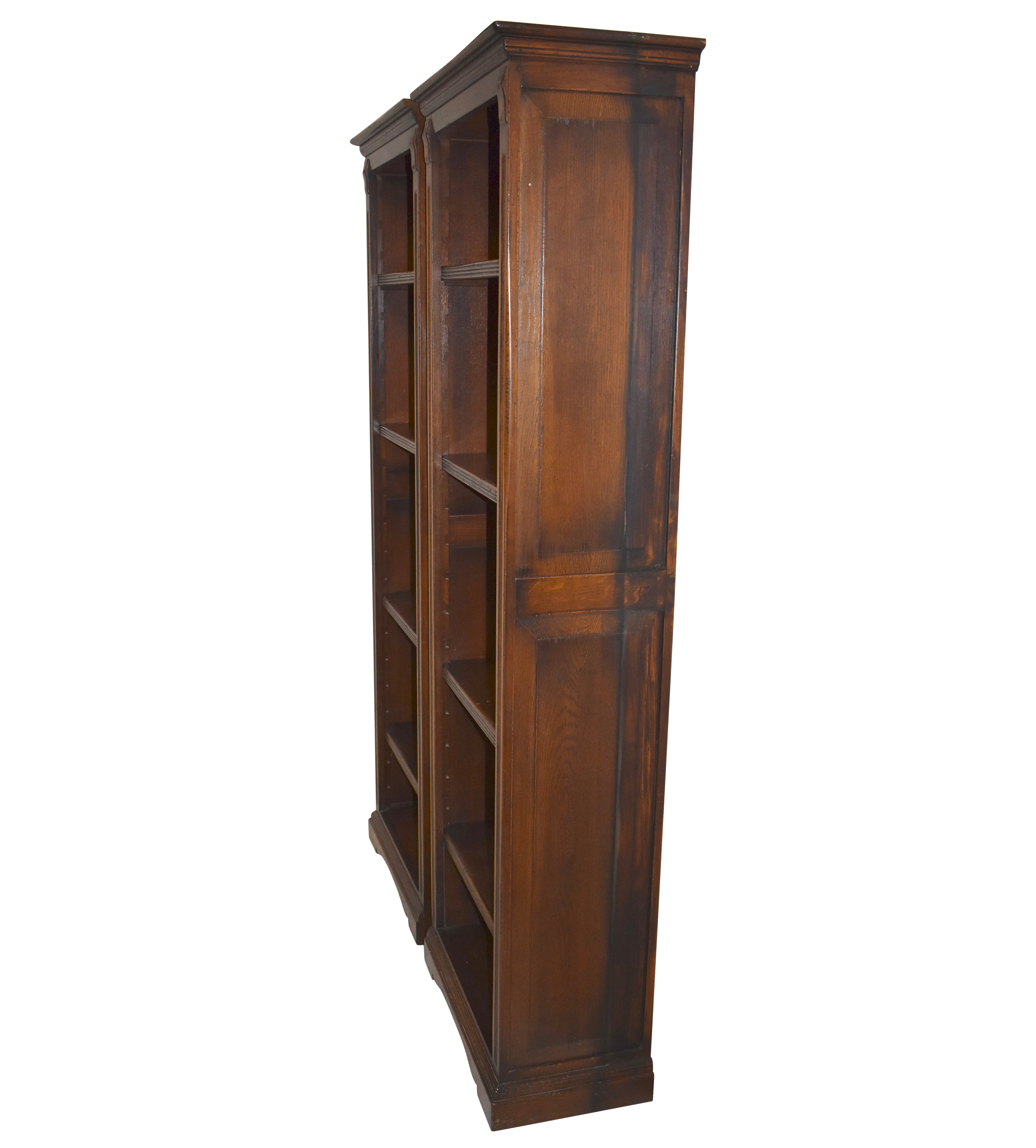 Narrow Oak Bookcases, Set of Two