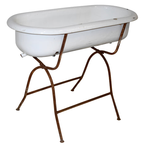 Hungarian Enamel Bathtub with Stand