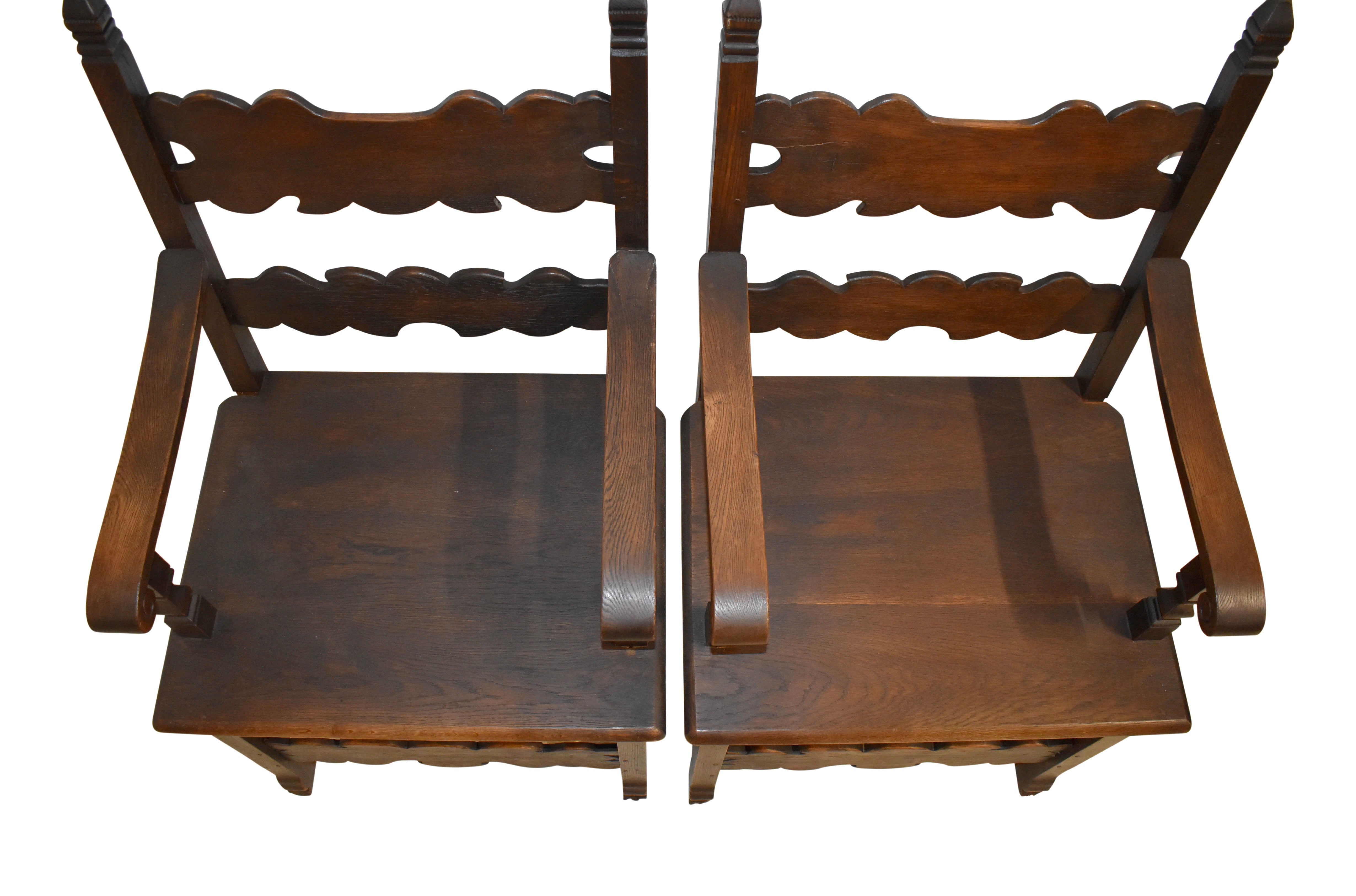 Oak Armchairs, Set of Two